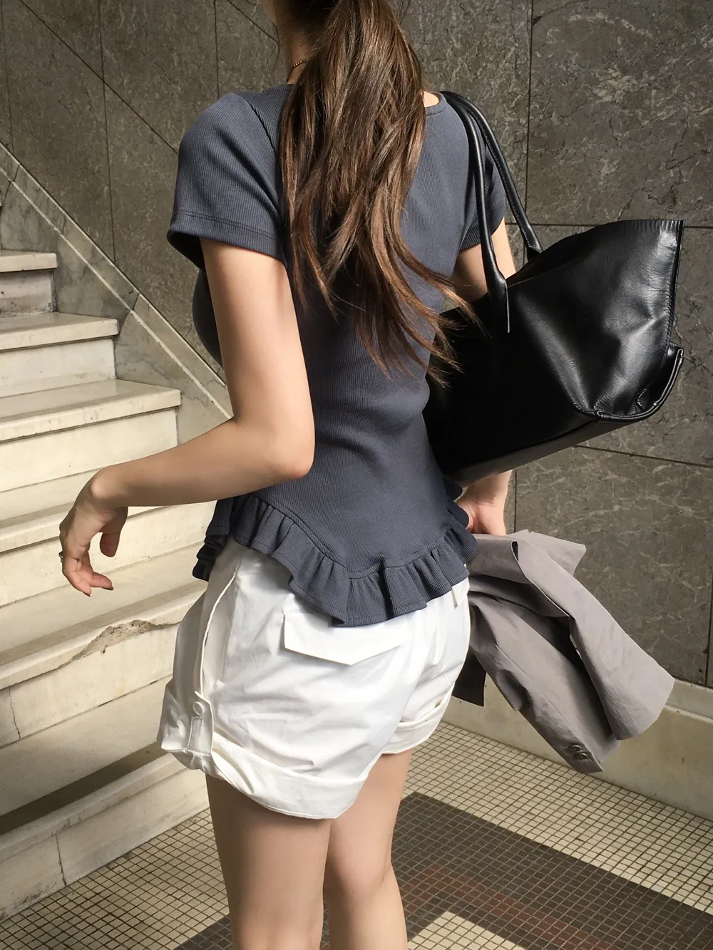 バックゴムロールアップショートパンツ | Heyme | 詳細画像1