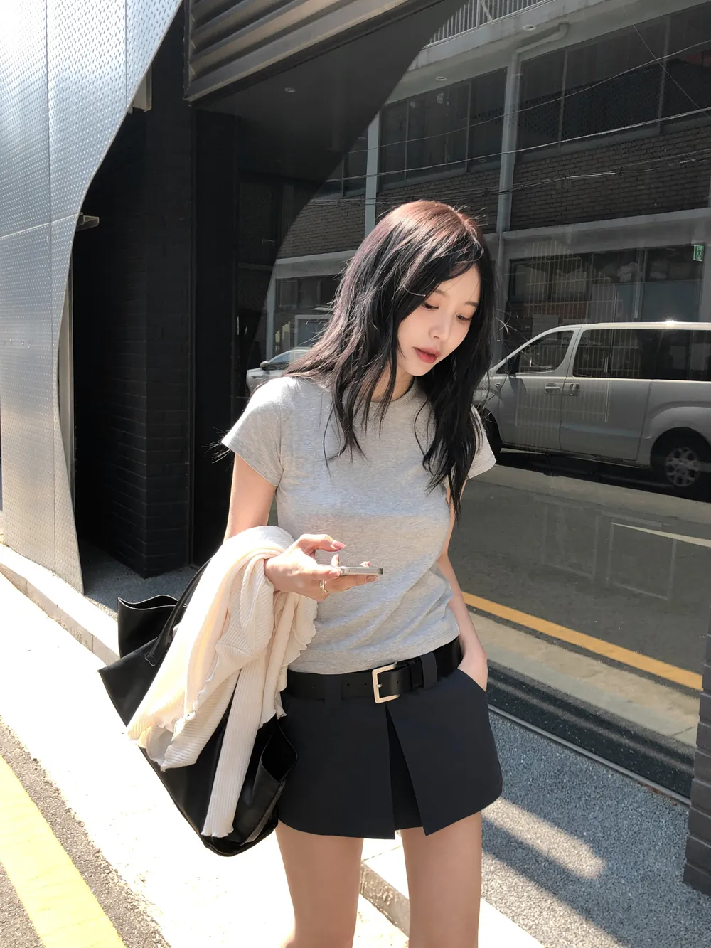 ラウンドネック半袖スリムTシャツ | Heyme | 詳細画像1
