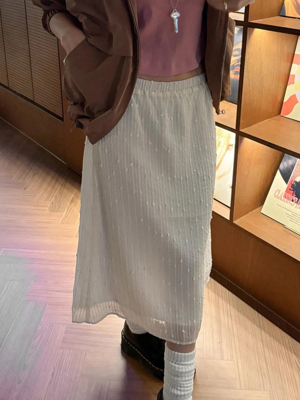 スパンコールウエストゴムロング刺繍スカート | Heyme | 詳細画像1
