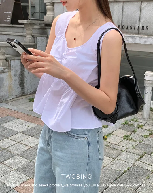 ギャザークロップドAラインノースリーブ | twobing | 詳細画像3