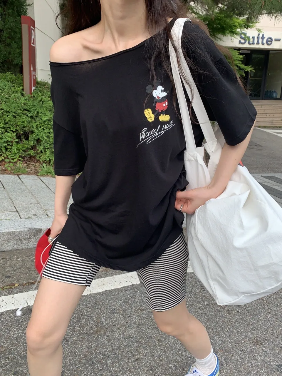 オフショルダー半袖プリントTシャツ | 詳細画像1