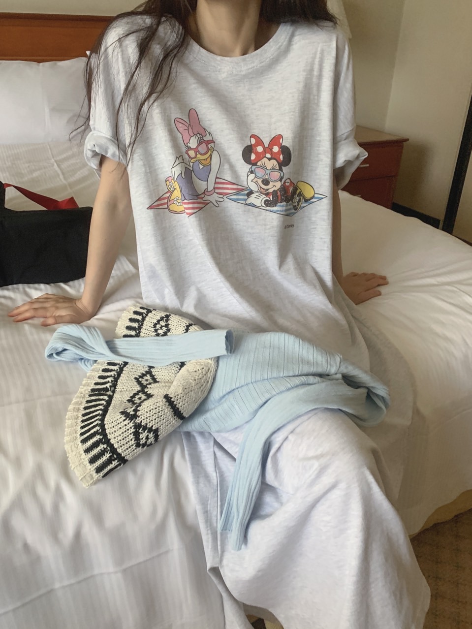 ラウンドネックロング半袖プリントワンピース | 詳細画像10