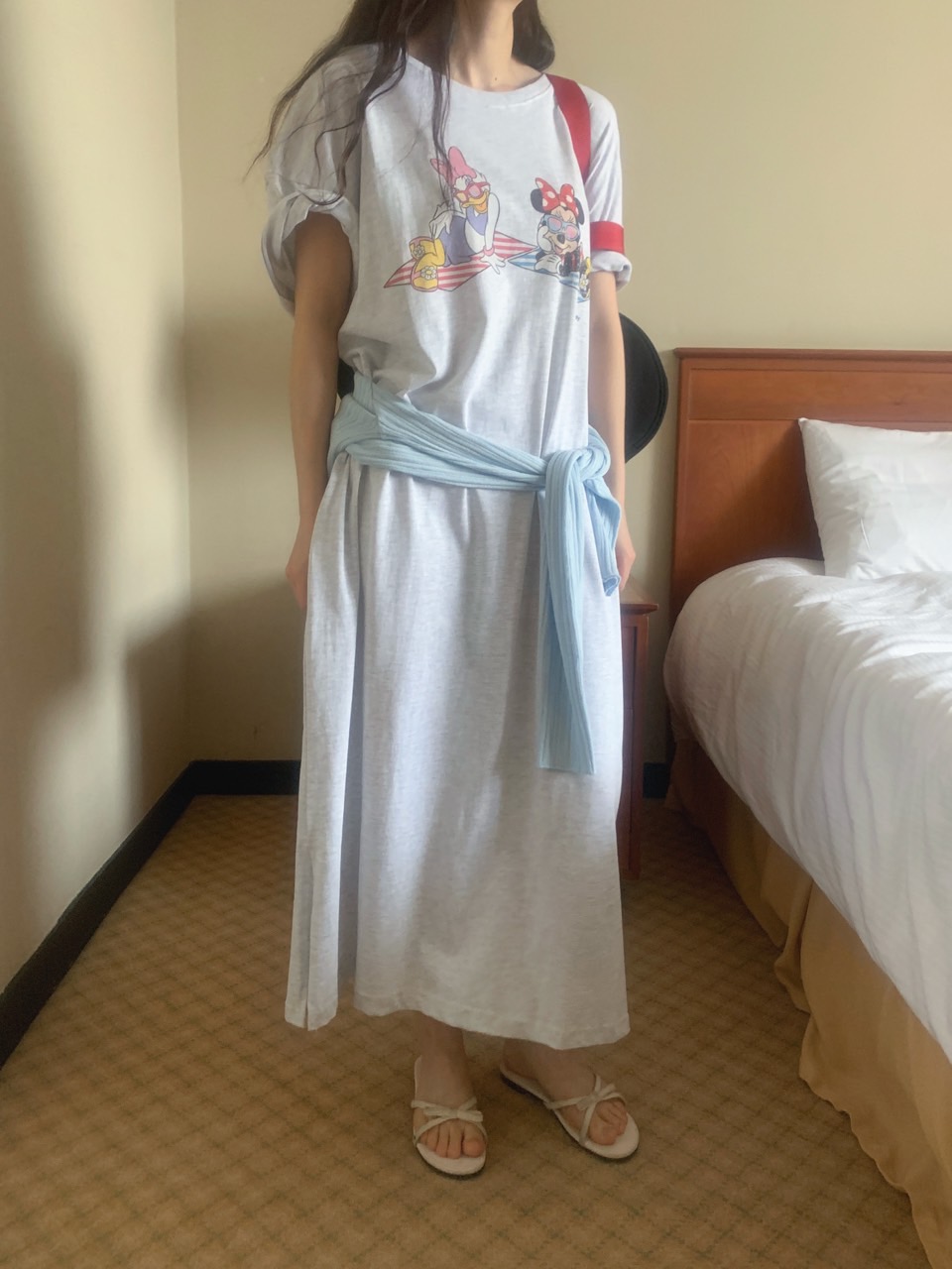 ラウンドネックロング半袖プリントワンピース | 詳細画像15