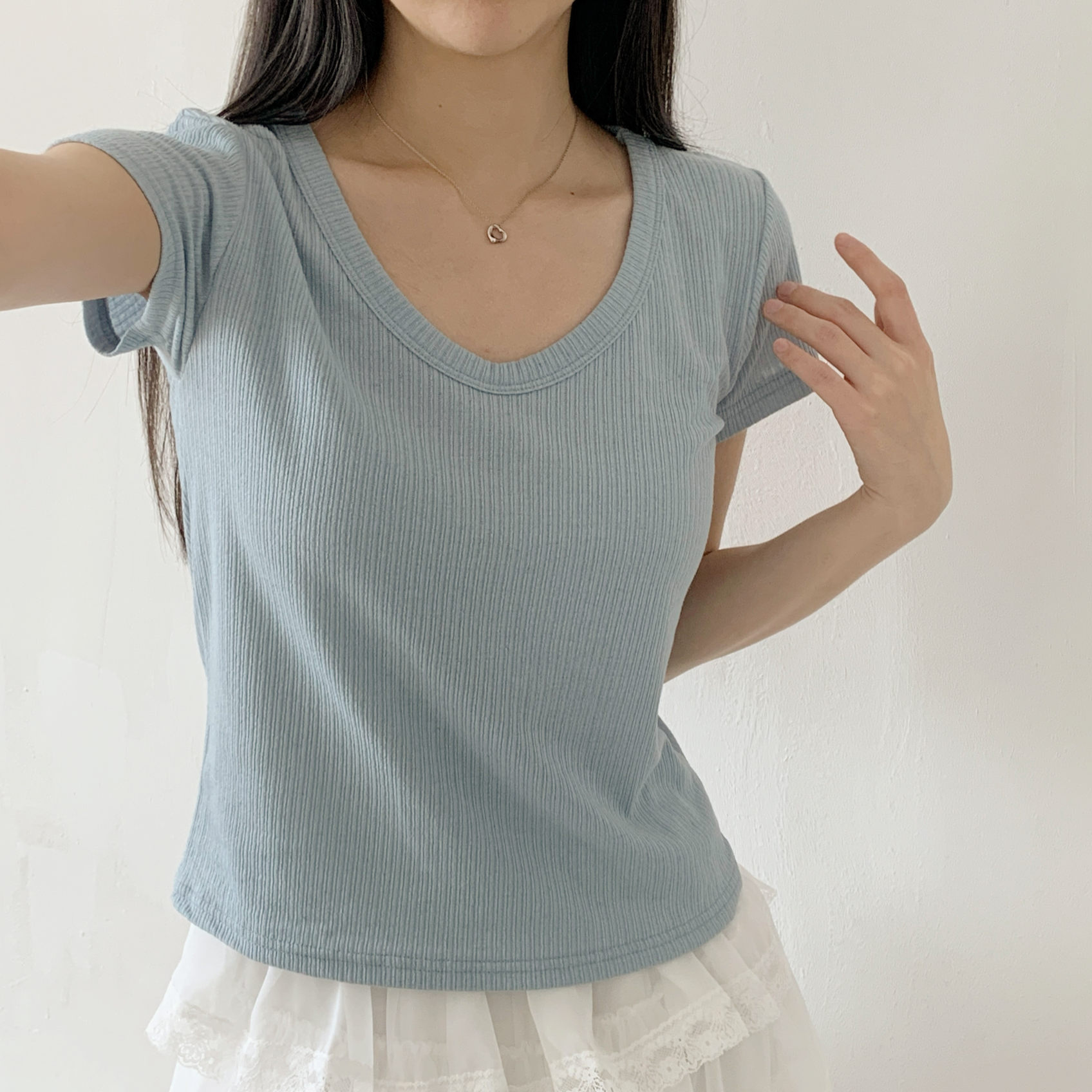 リネン混VネックスリムTシャツ | 詳細画像20
