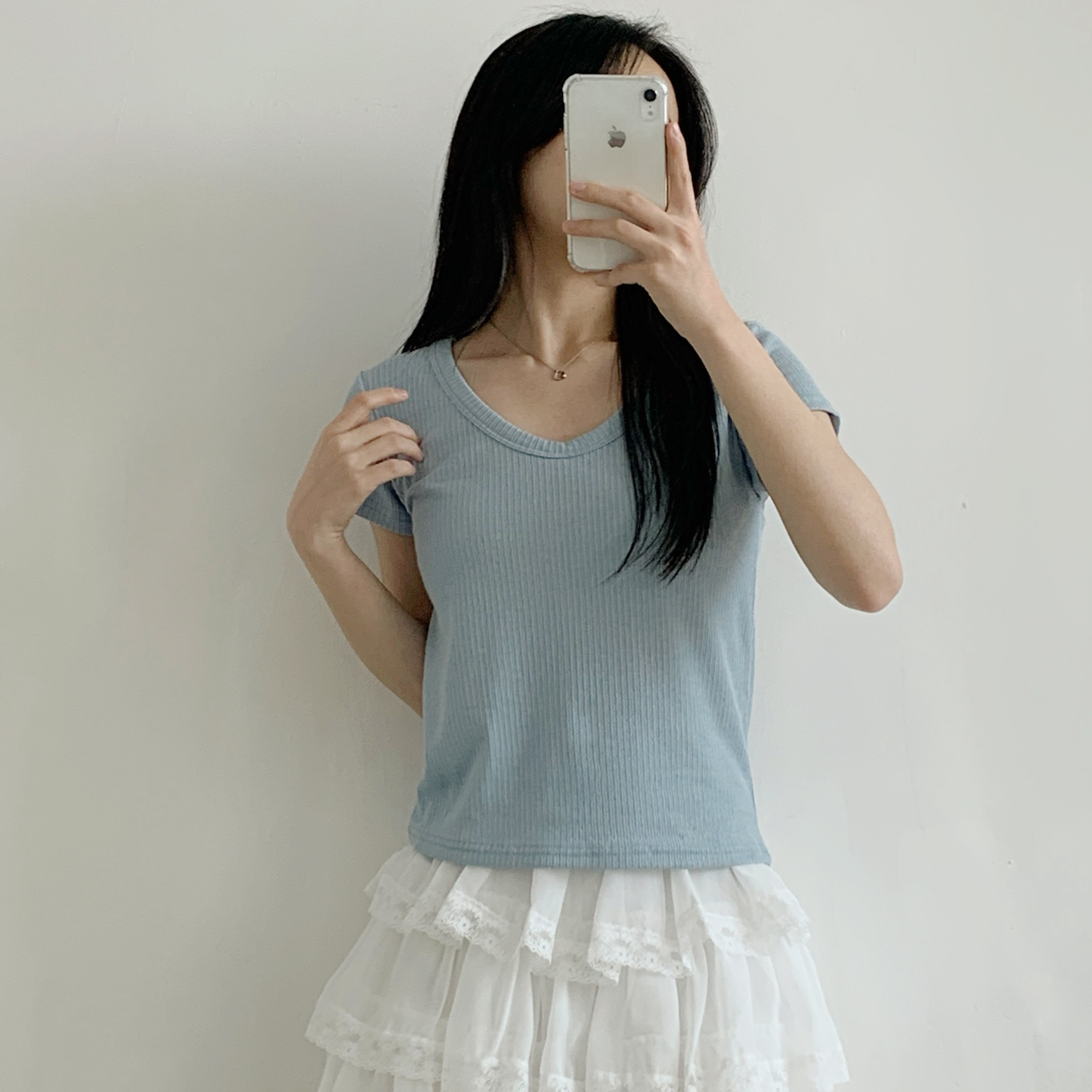 リネン混VネックスリムTシャツ | 詳細画像15