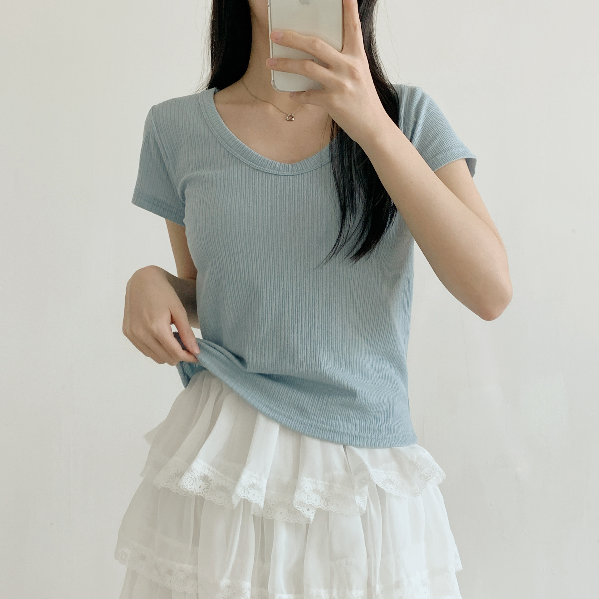 リネン混VネックスリムTシャツ | 詳細画像17