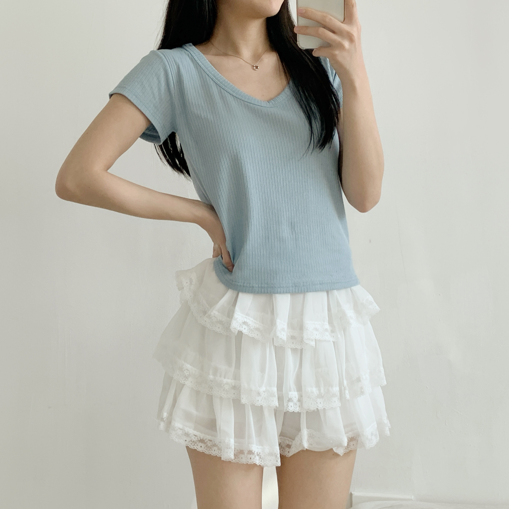 リネン混VネックスリムTシャツ | 詳細画像14