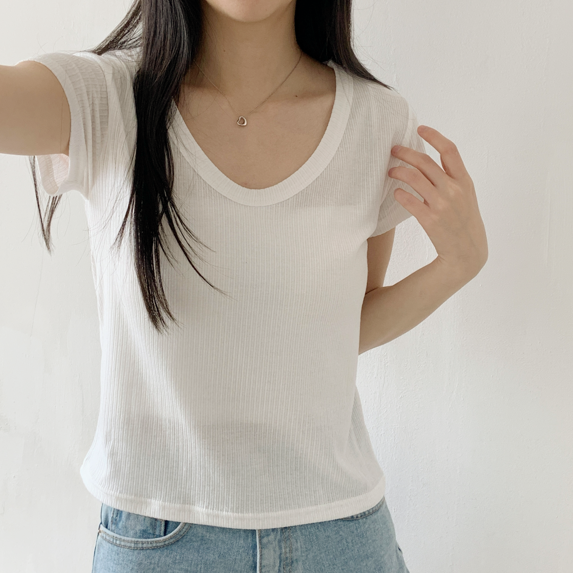 リネン混VネックスリムTシャツ | 詳細画像10