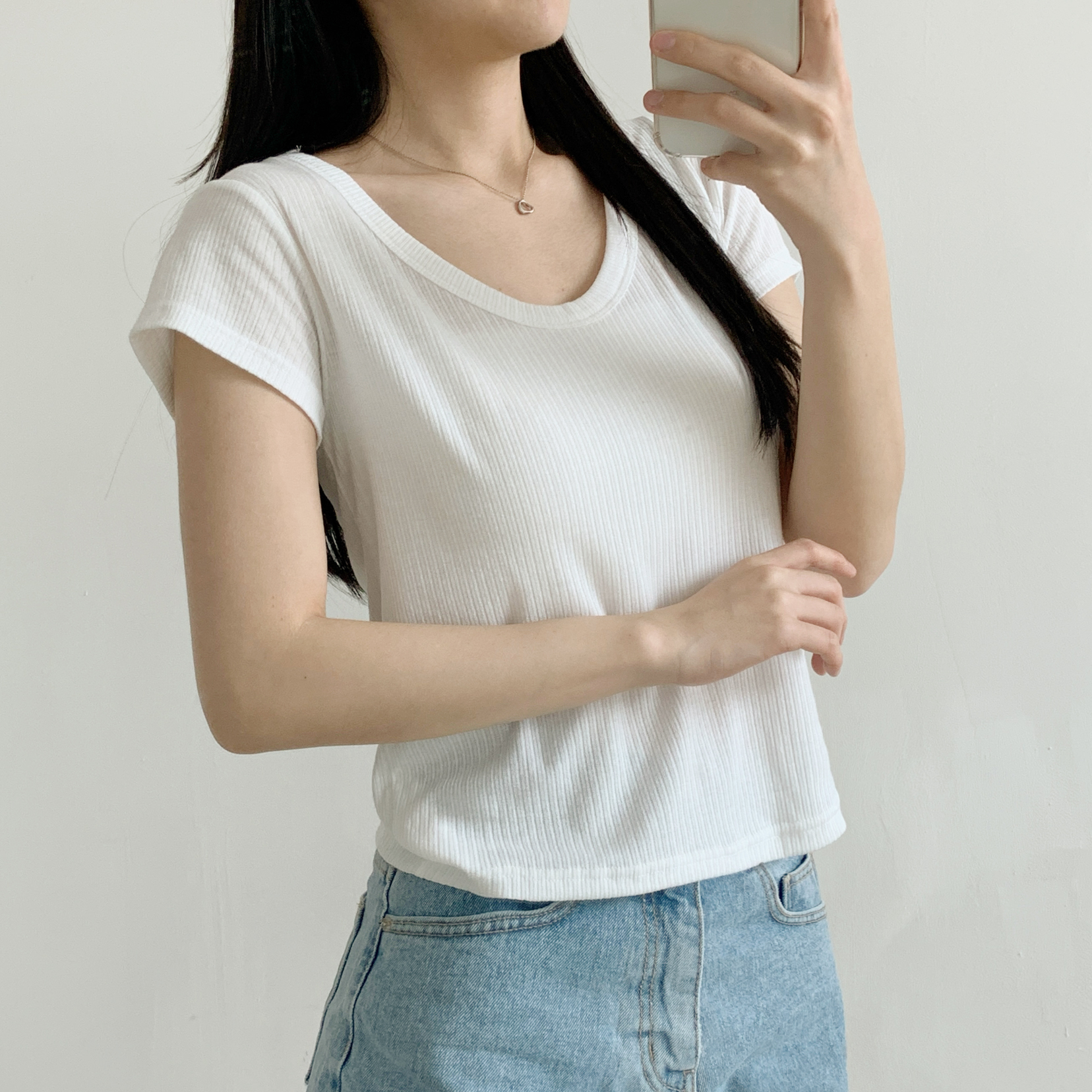 リネン混VネックスリムTシャツ | 詳細画像5