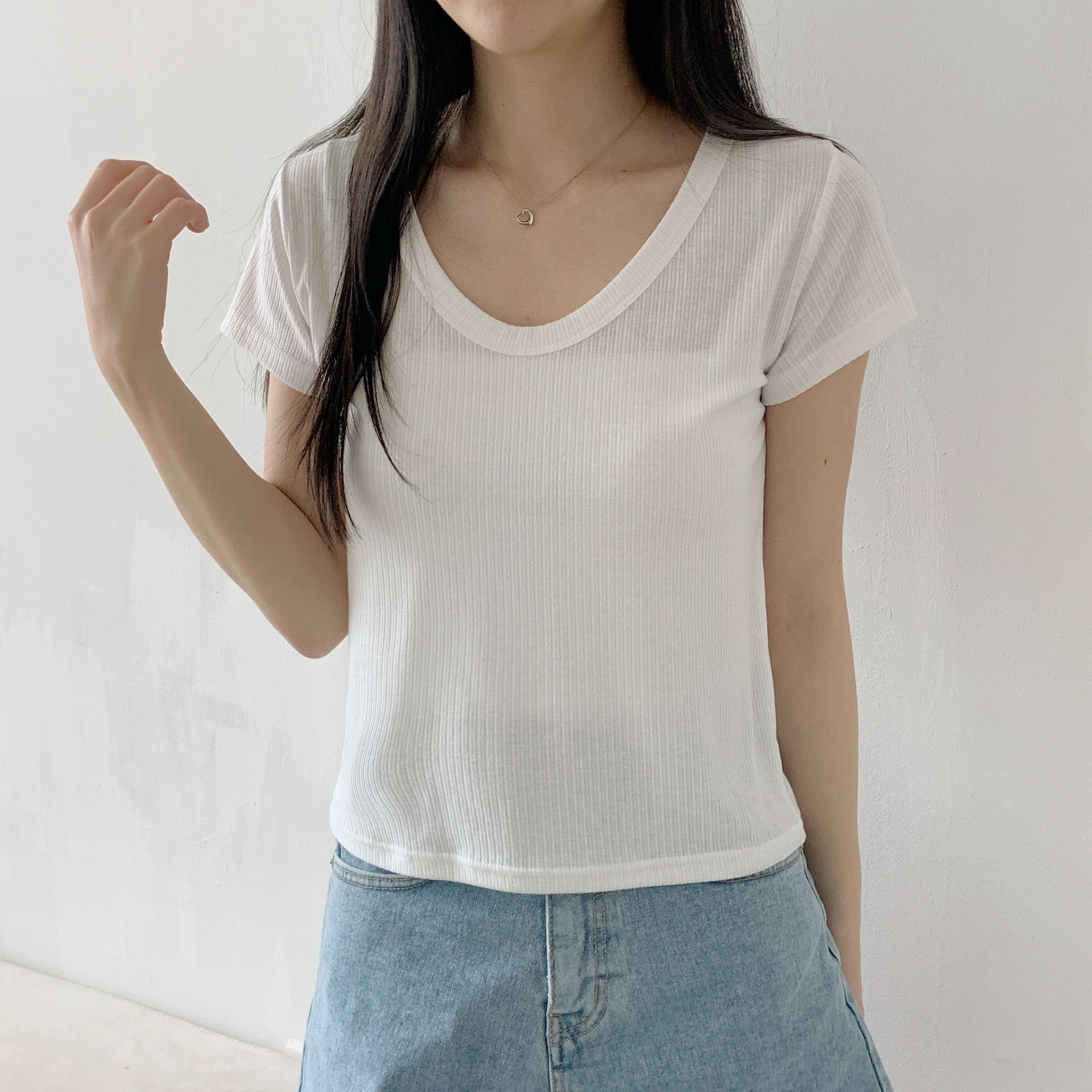 リネン混VネックスリムTシャツ | 詳細画像9