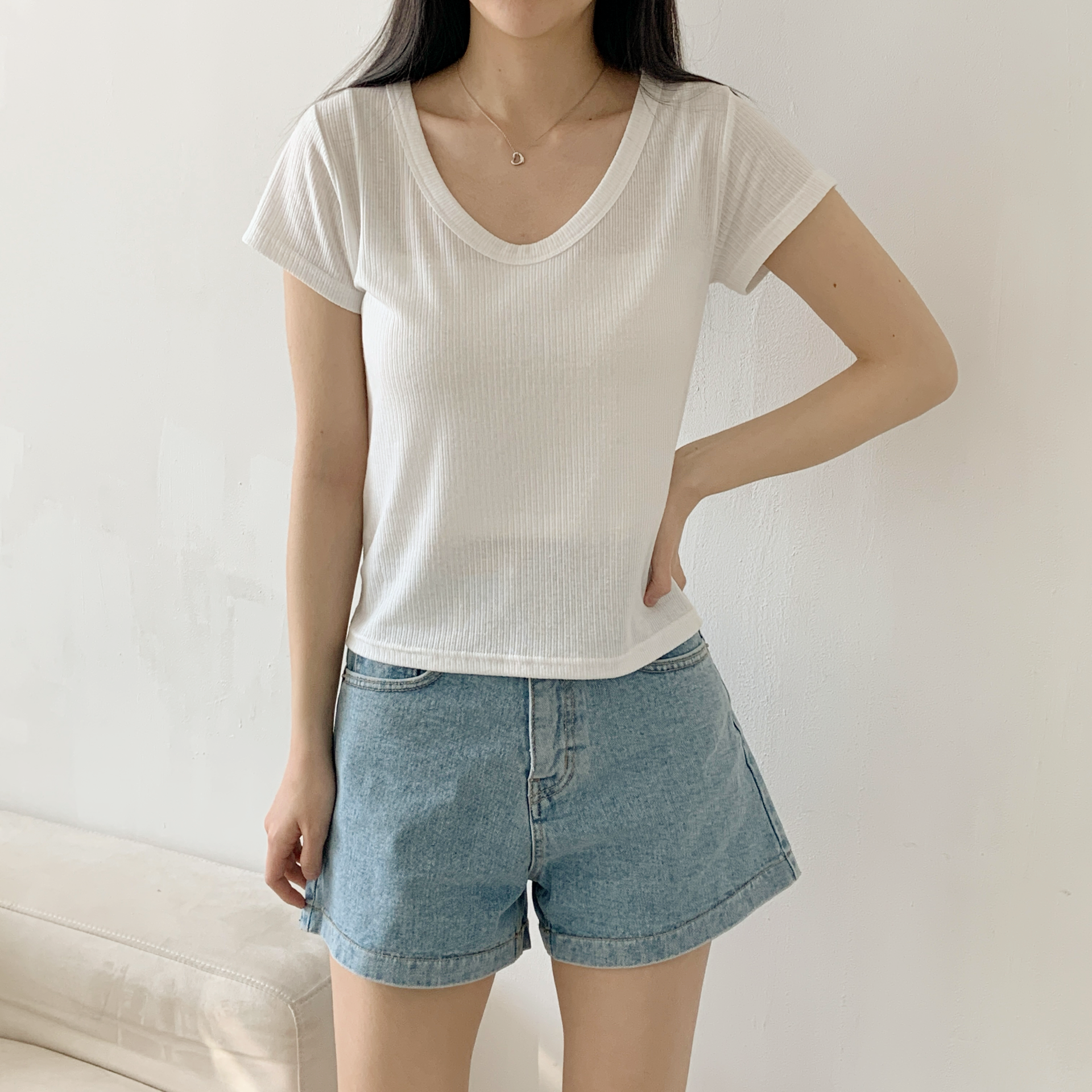 リネン混VネックスリムTシャツ | 詳細画像12