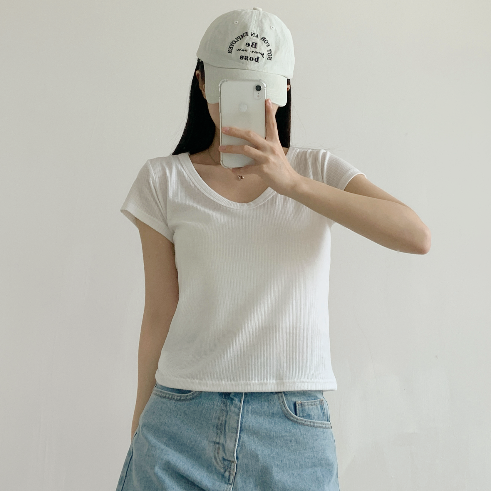 リネン混VネックスリムTシャツ | 詳細画像6
