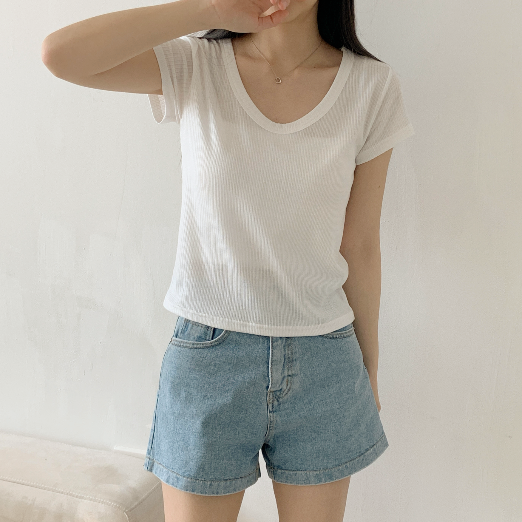 リネン混VネックスリムTシャツ | 詳細画像8