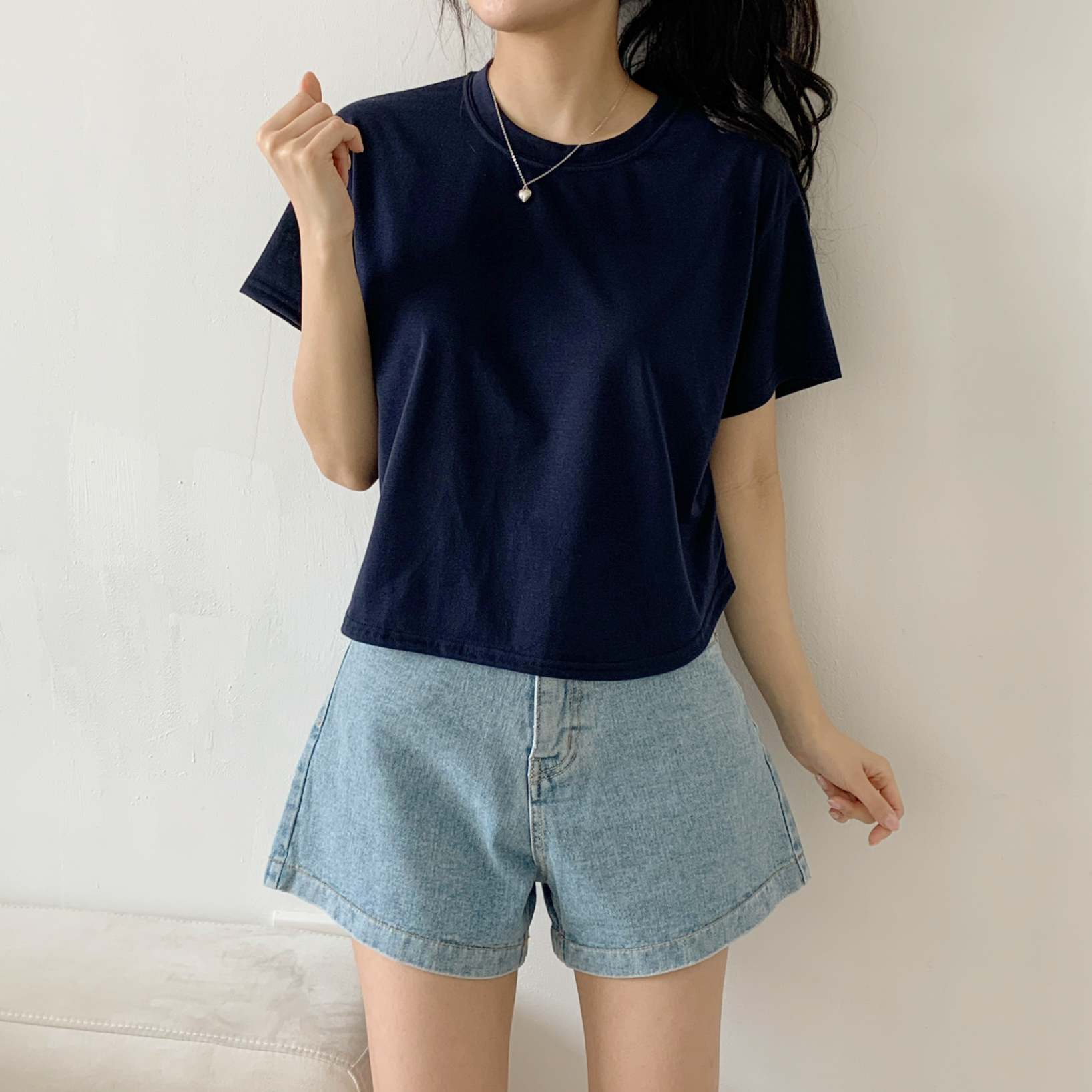 ラウンドネックシンプルベーシックTシャツ | 詳細画像12