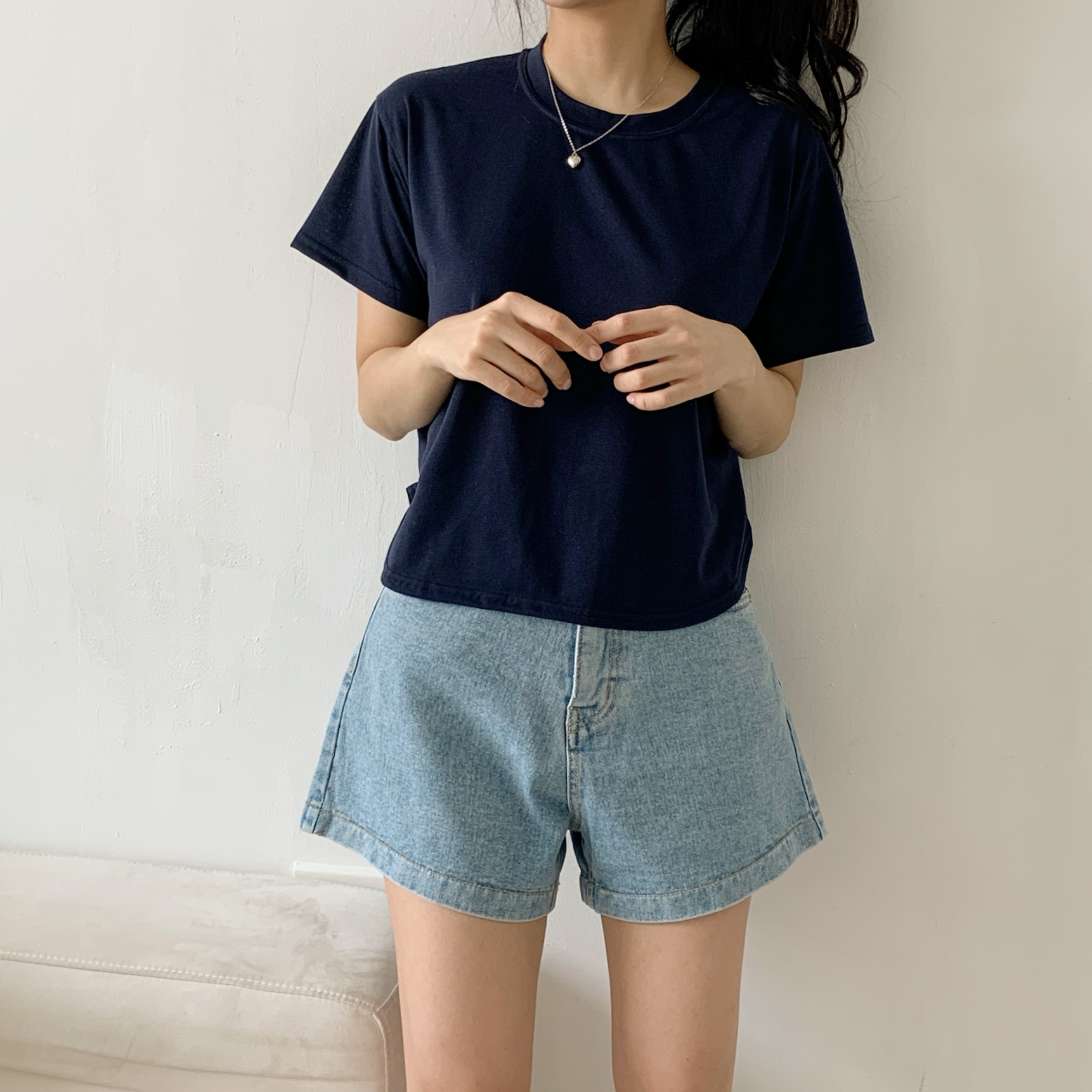 ラウンドネックシンプルベーシックTシャツ | 詳細画像9