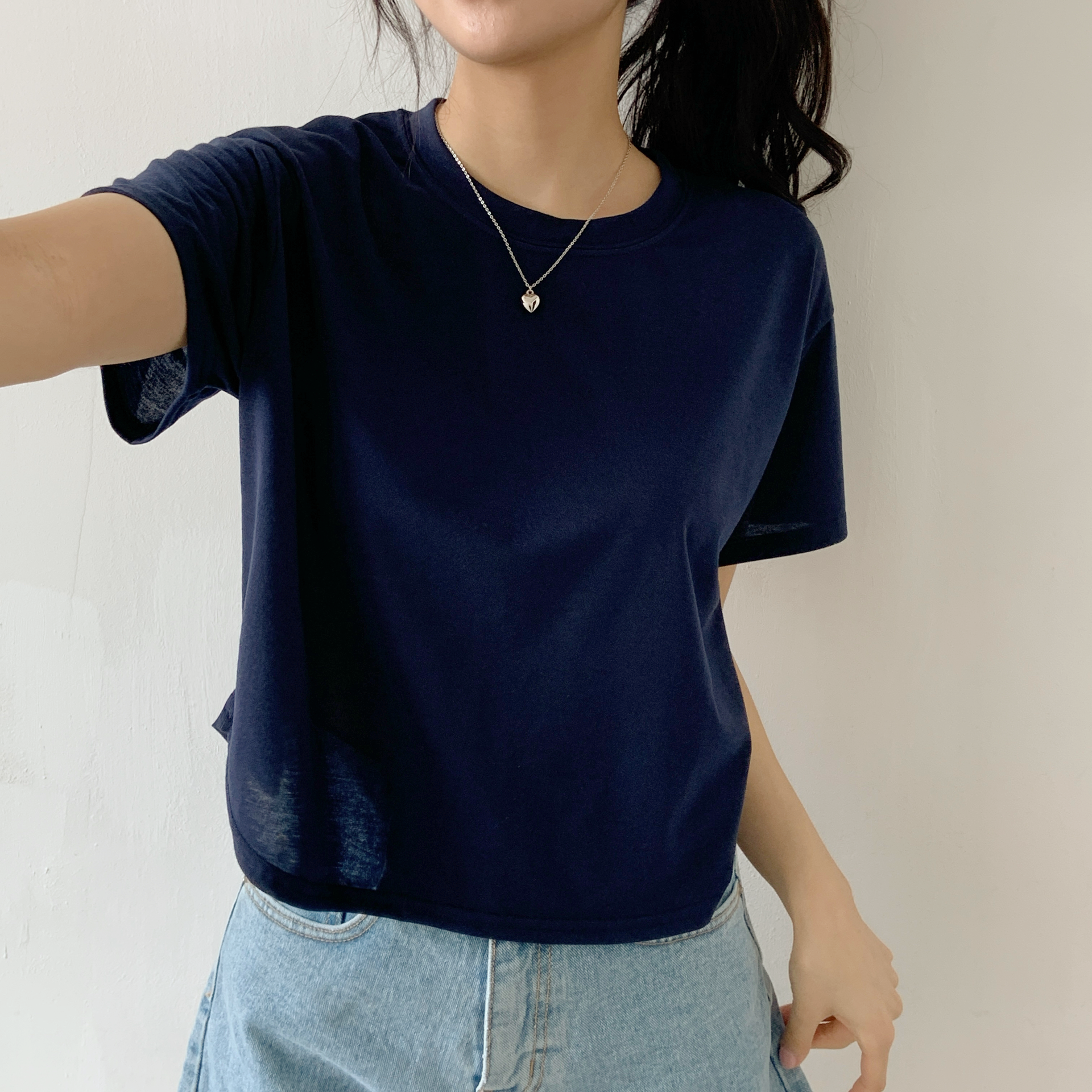 ラウンドネックシンプルベーシックTシャツ | 詳細画像2