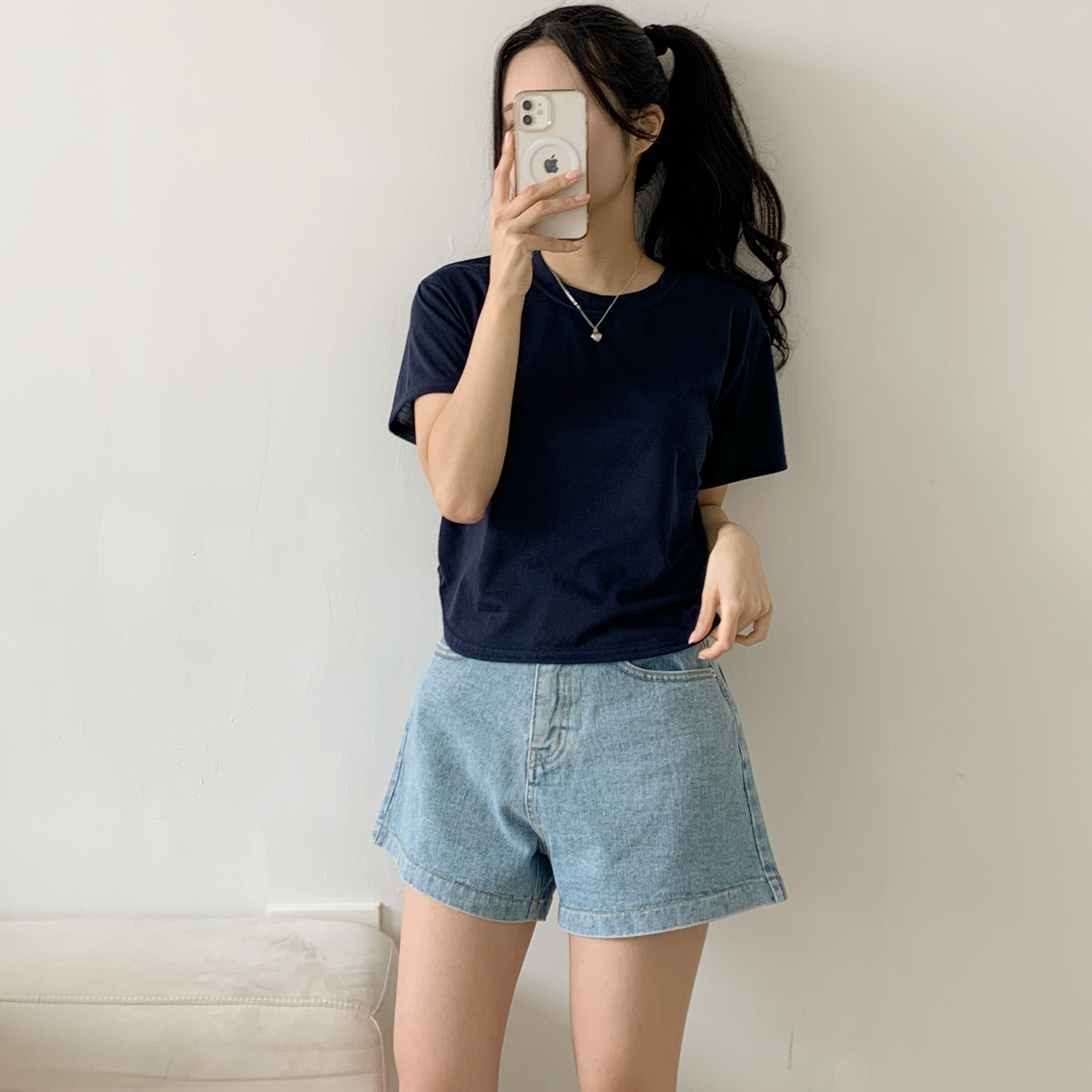 ラウンドネックシンプルベーシックTシャツ | 詳細画像8