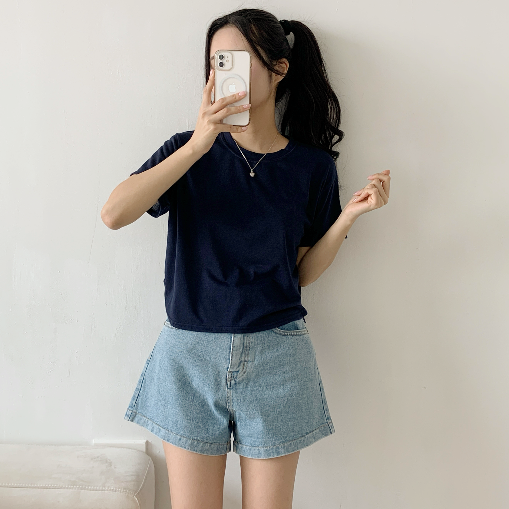 ラウンドネックシンプルベーシックTシャツ | 詳細画像6