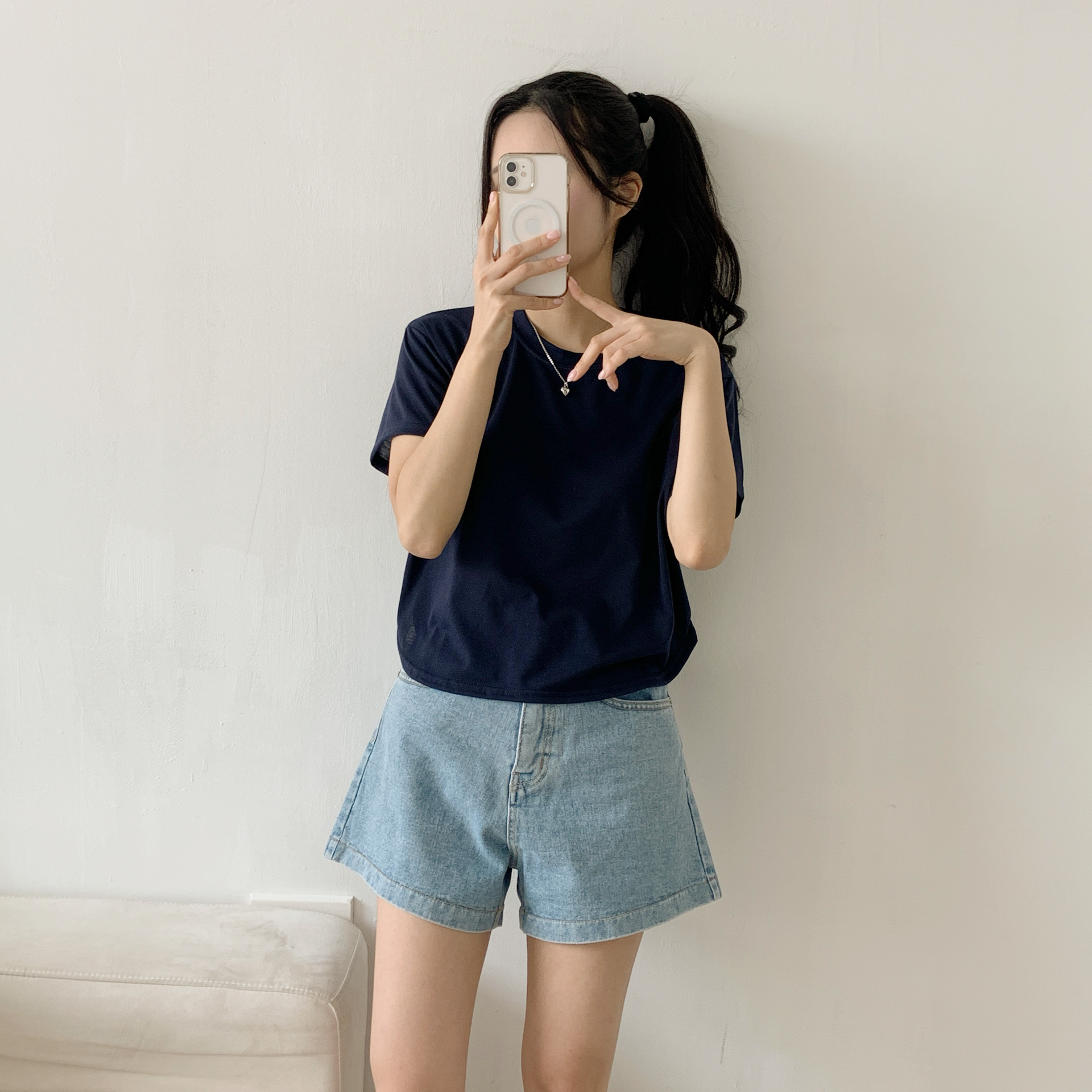 ラウンドネックシンプルベーシックTシャツ | 詳細画像10