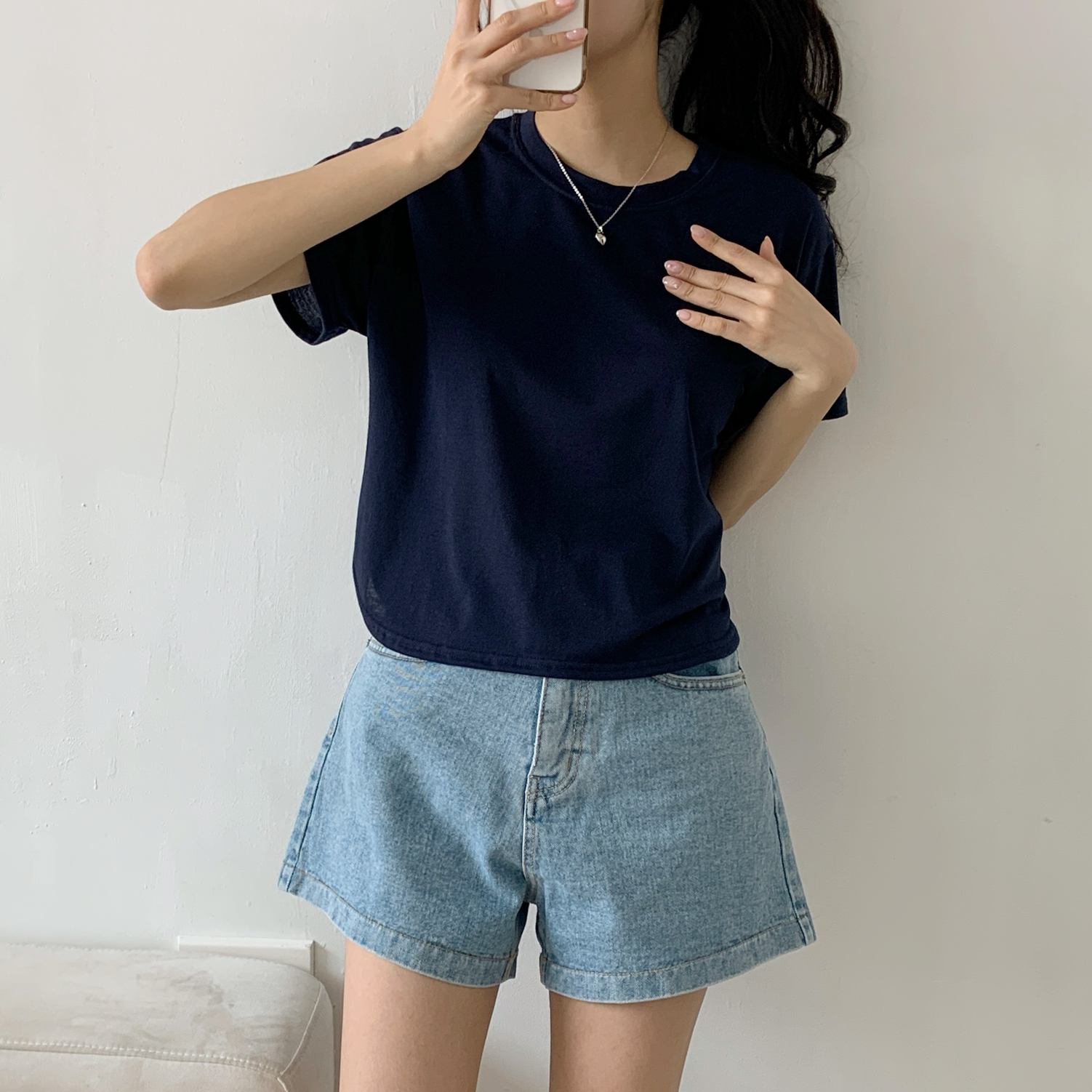 ラウンドネックシンプルベーシックTシャツ | 詳細画像7