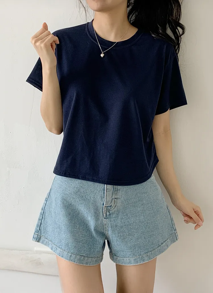 ラウンドネックシンプルベーシックTシャツ | 詳細画像1