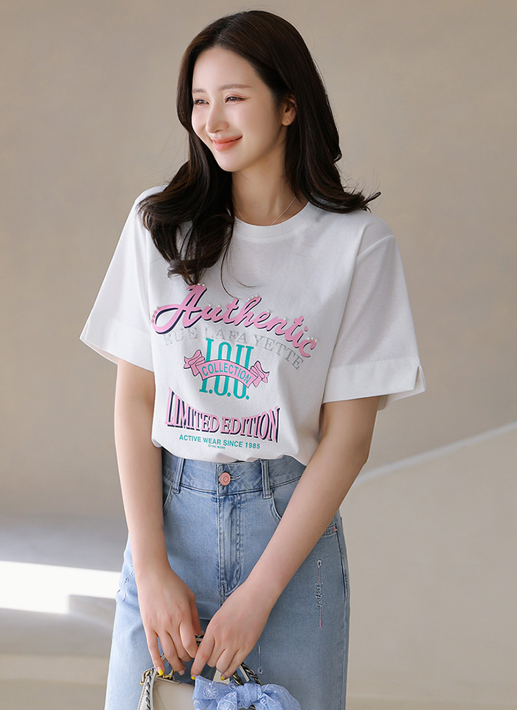 ラウンドネック半袖プリントTシャツ | レディースファッション通販