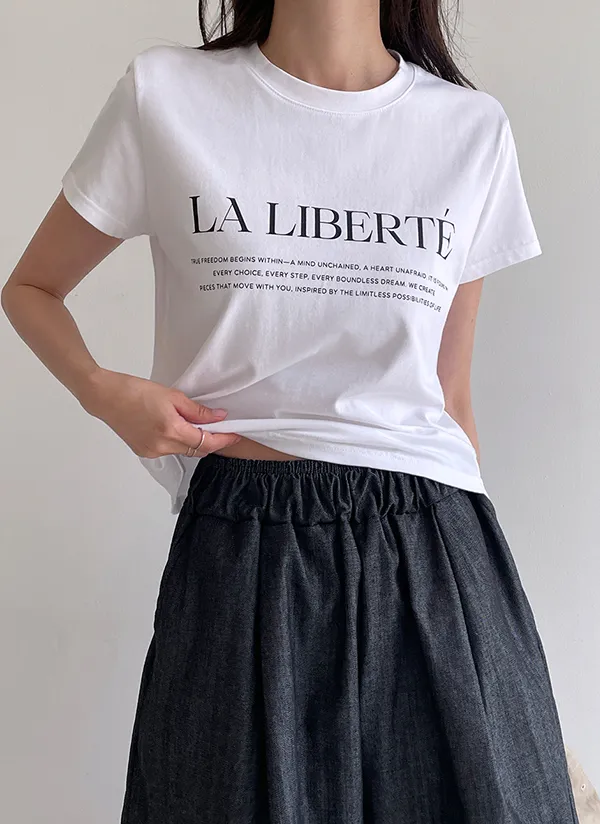 シンプルクロップドレタリングTシャツ | crushj | 詳細画像1