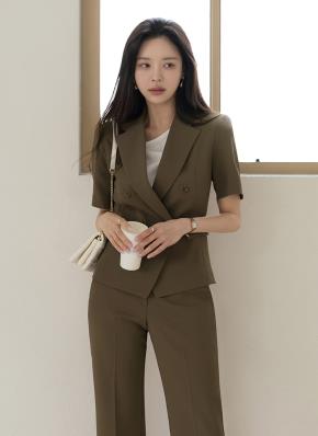 DHOLIC ダブルくるみボタンジャケット&スラックスSET・t67224 ダブルくるみボタンジャケット&スラックスSET | レディース
