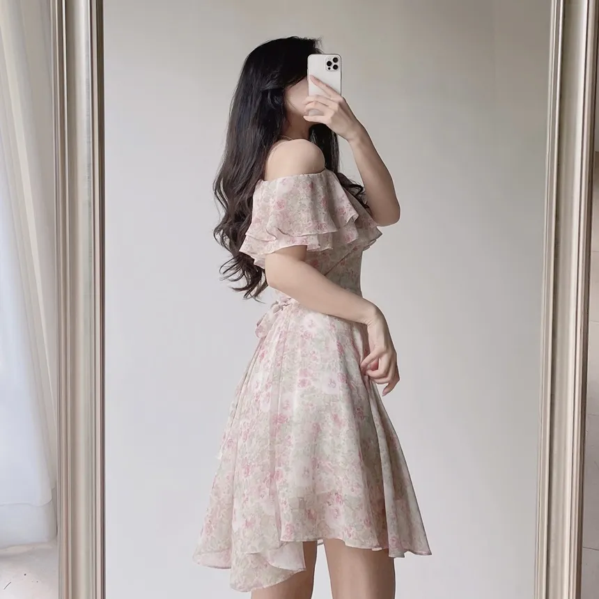 オフショルダーフリル花柄ワンピース | mirangmirang | 詳細画像11