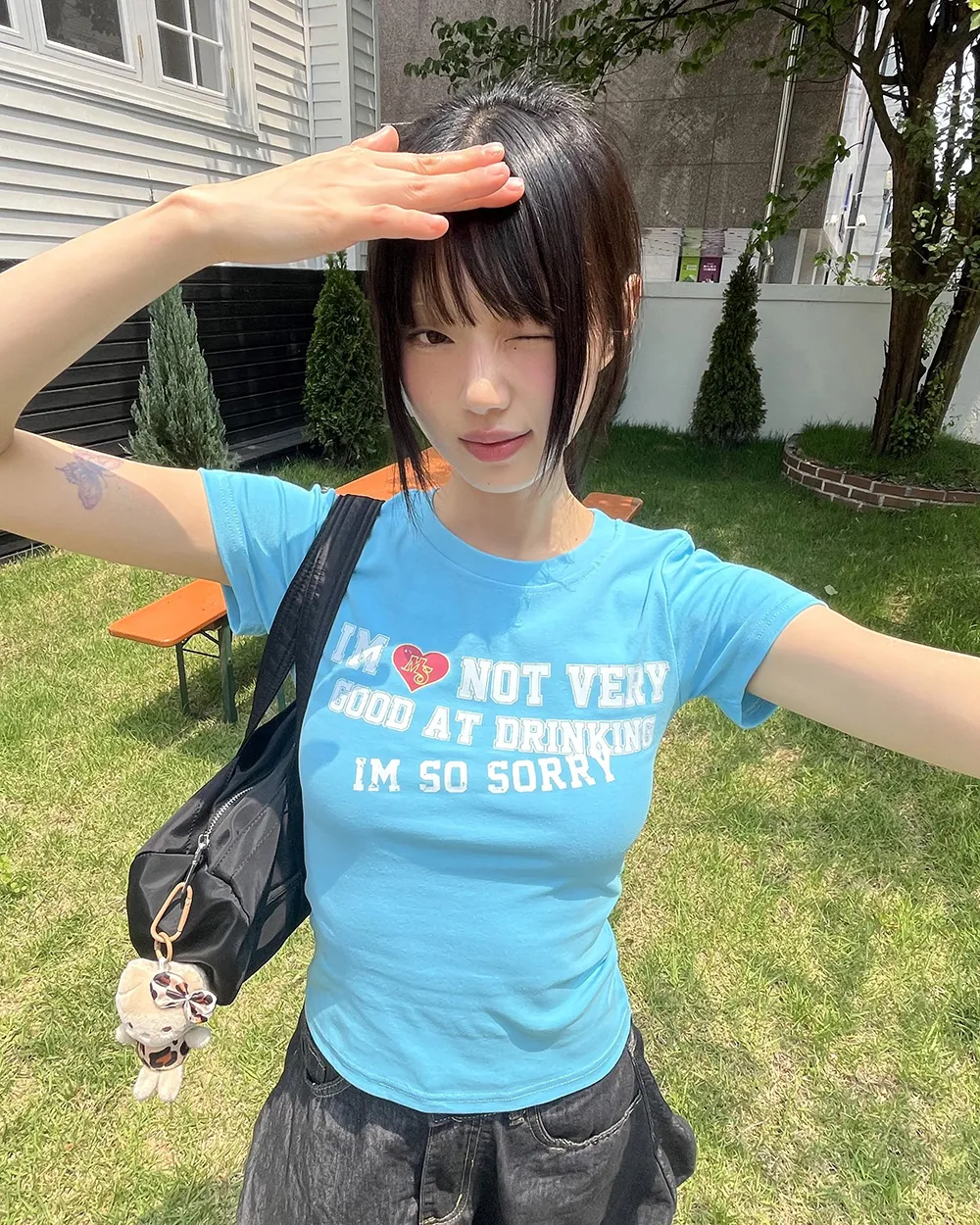 コットンスリム半袖ロゴTシャツ | WONDERWONDER | 詳細画像1