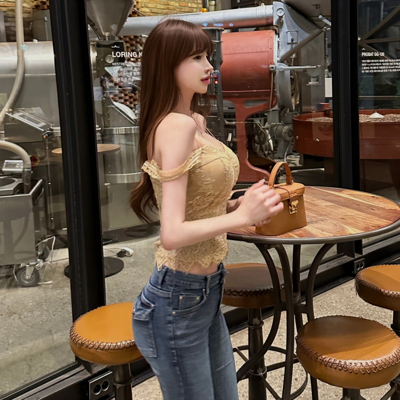 【関税込み】SLVRLAKE ブルー ブーツカット ハイライズジーンズ ストレッチローライズブーツカットウォッシングロングデニム