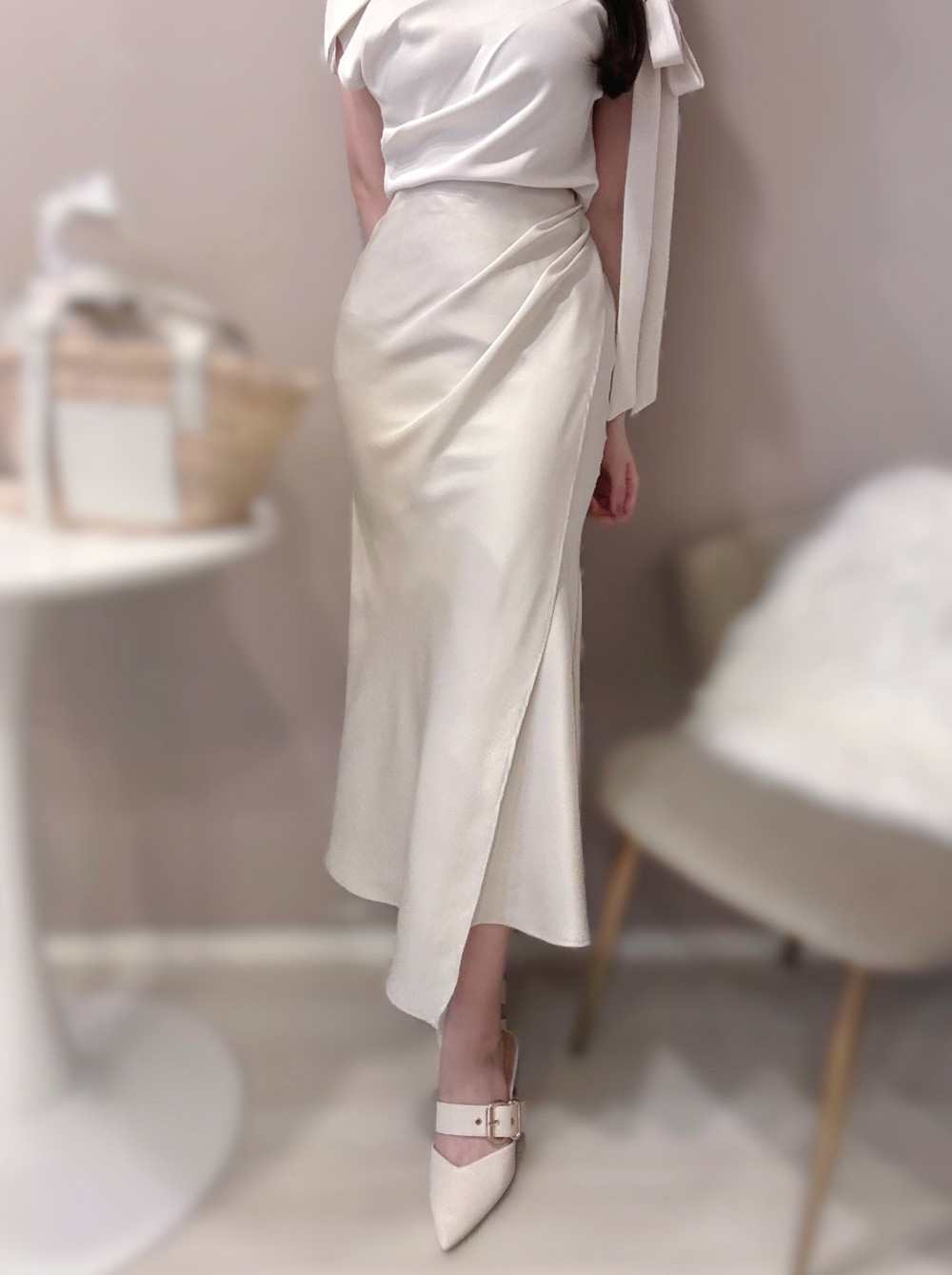 サテンラップデザインマーメイドスカート | 詳細画像2