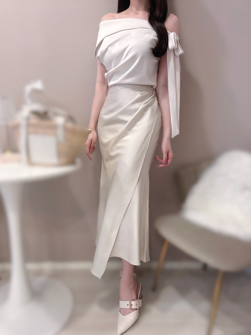 サテンラップデザインマーメイドスカート | 詳細画像3
