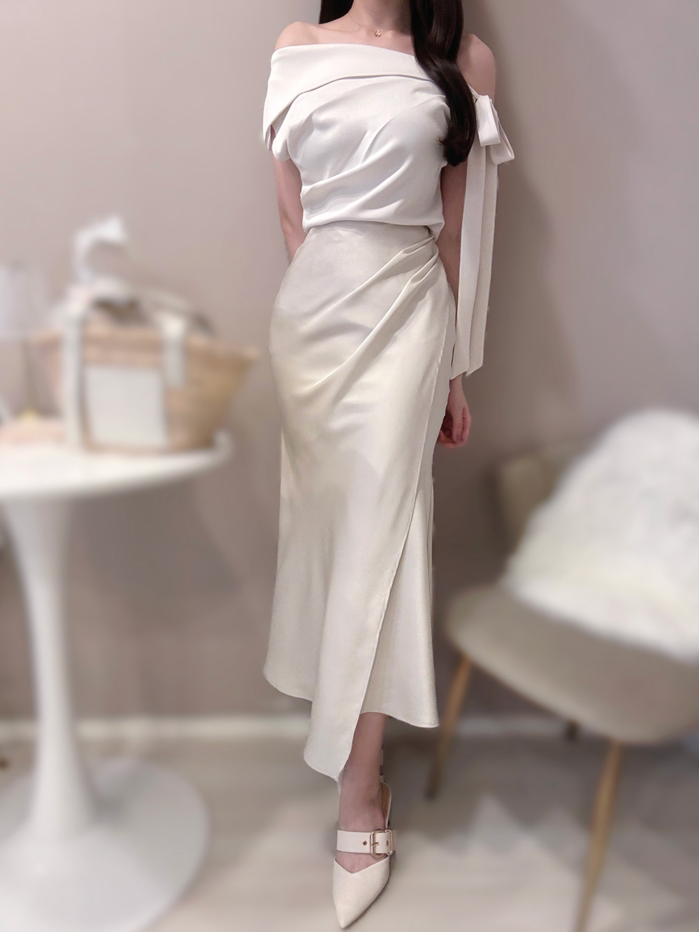 サテンラップデザインマーメイドスカート | 詳細画像10