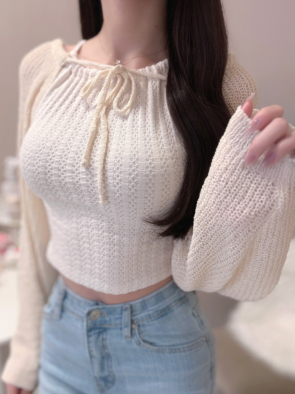 リボンボレロニットショートカーディガン | 詳細画像5