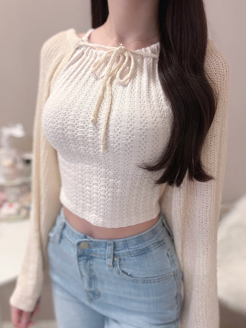 リボンボレロニットショートカーディガン | 詳細画像6