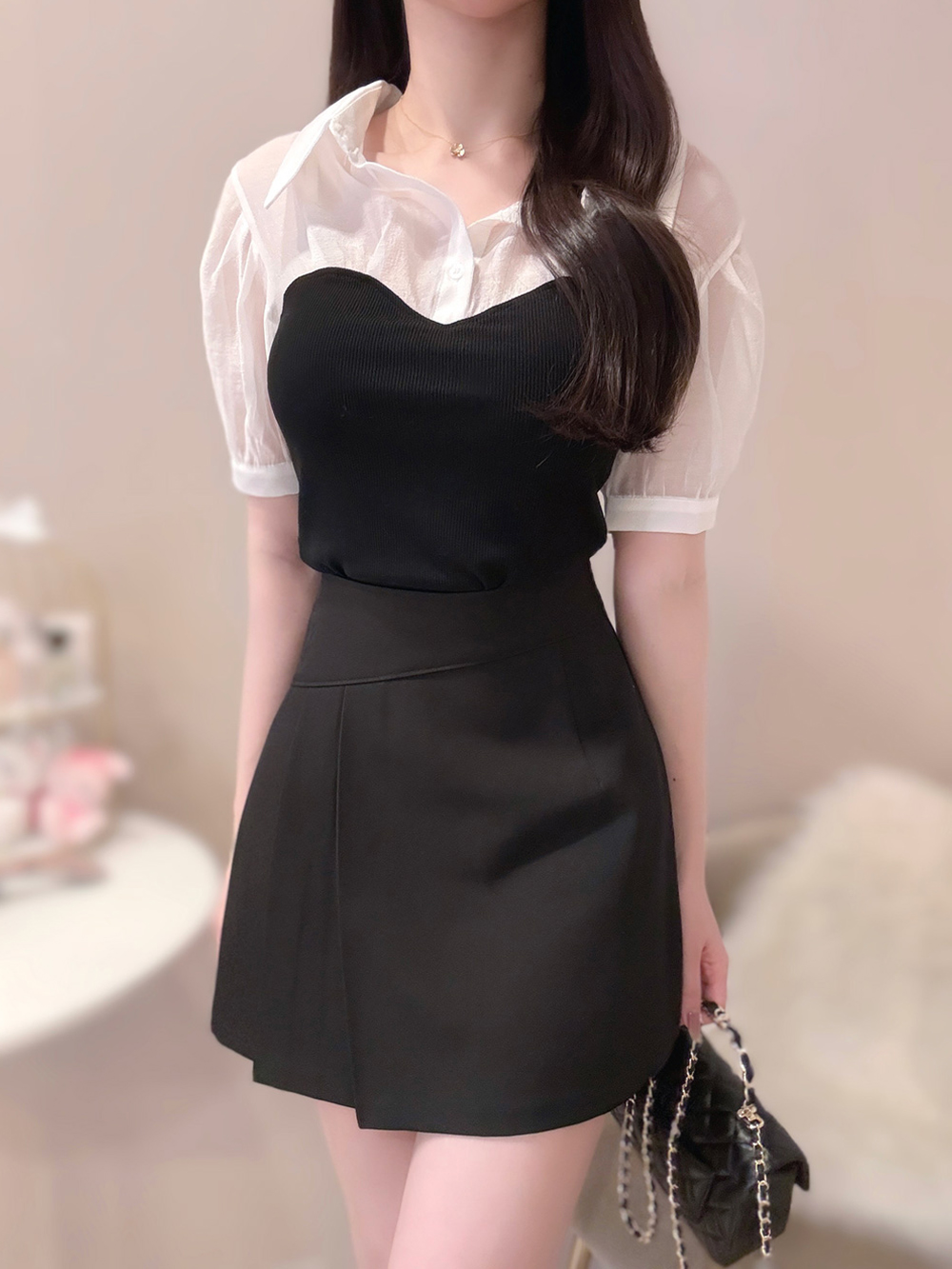 2WAYシアーカラードッキングブラウス | 詳細画像2