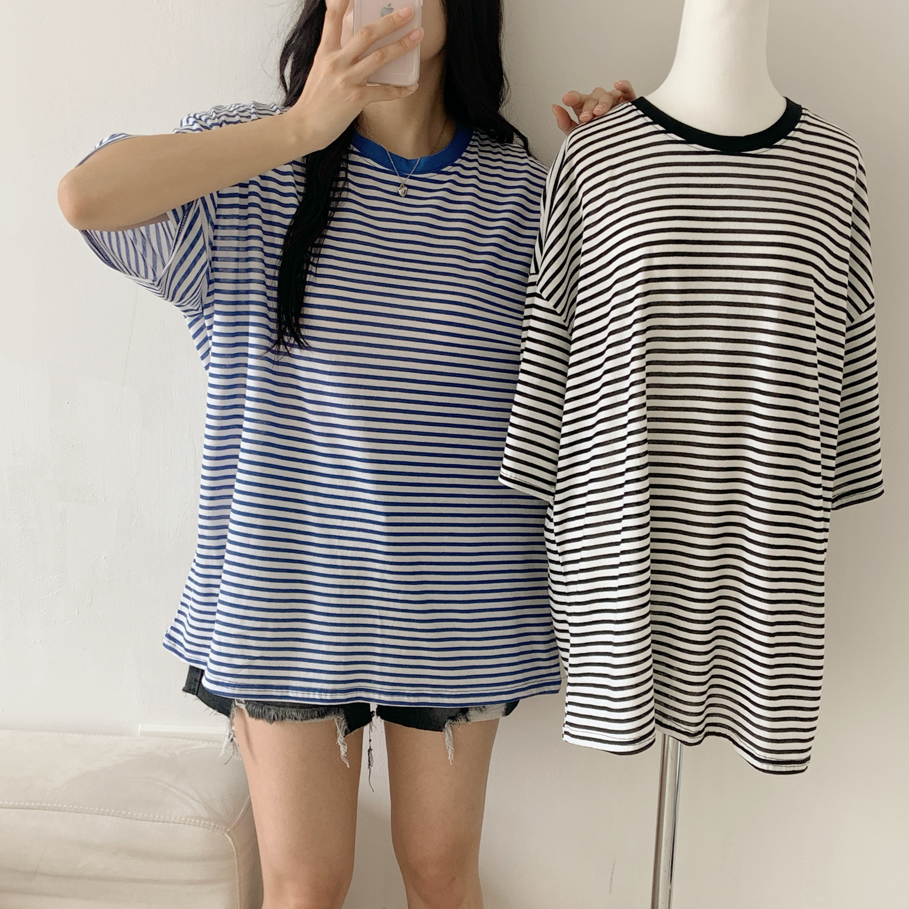 ルーズ半袖ボーダー配色Tシャツ | 詳細画像7
