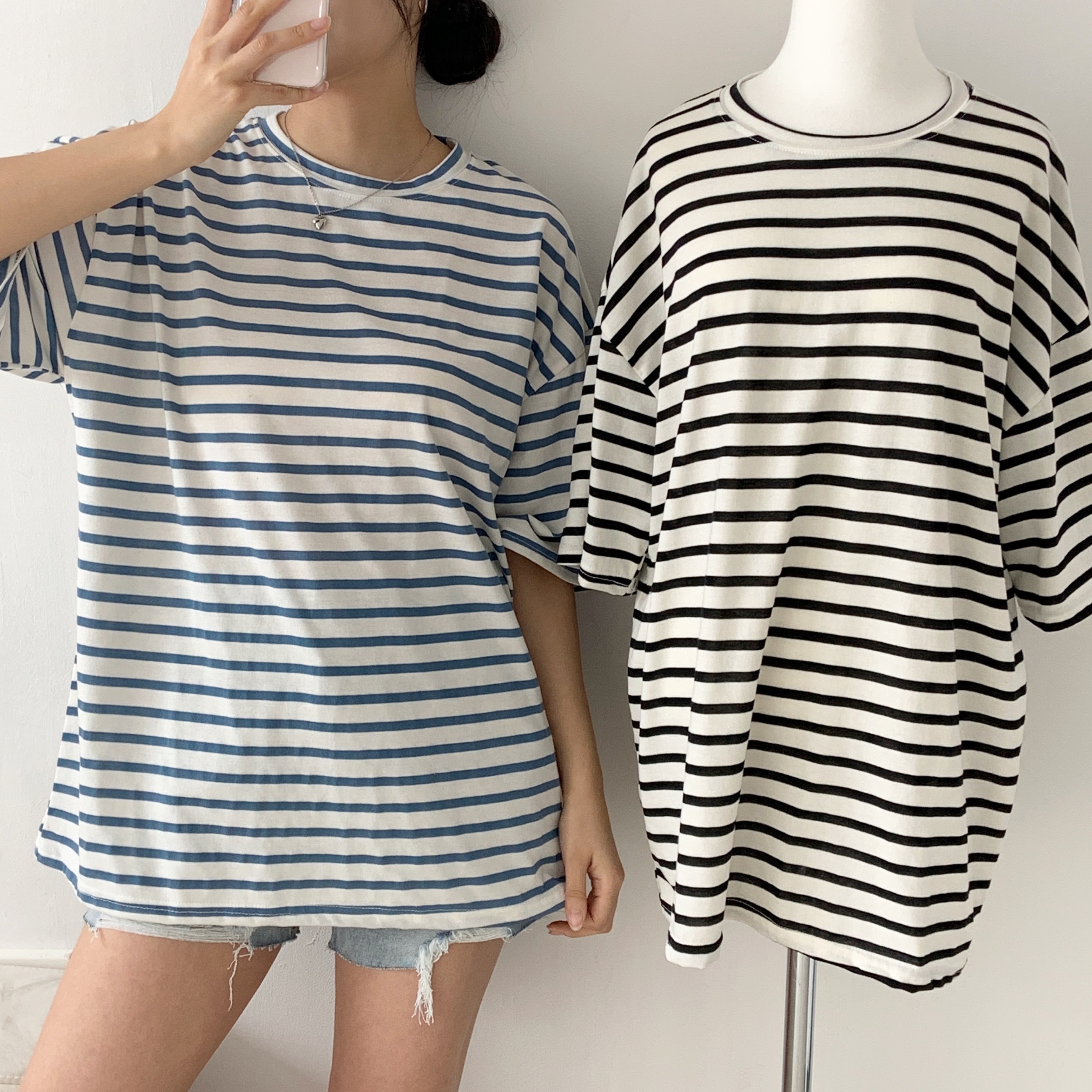 ルーズ半袖ボーダー配色Tシャツ | 詳細画像2