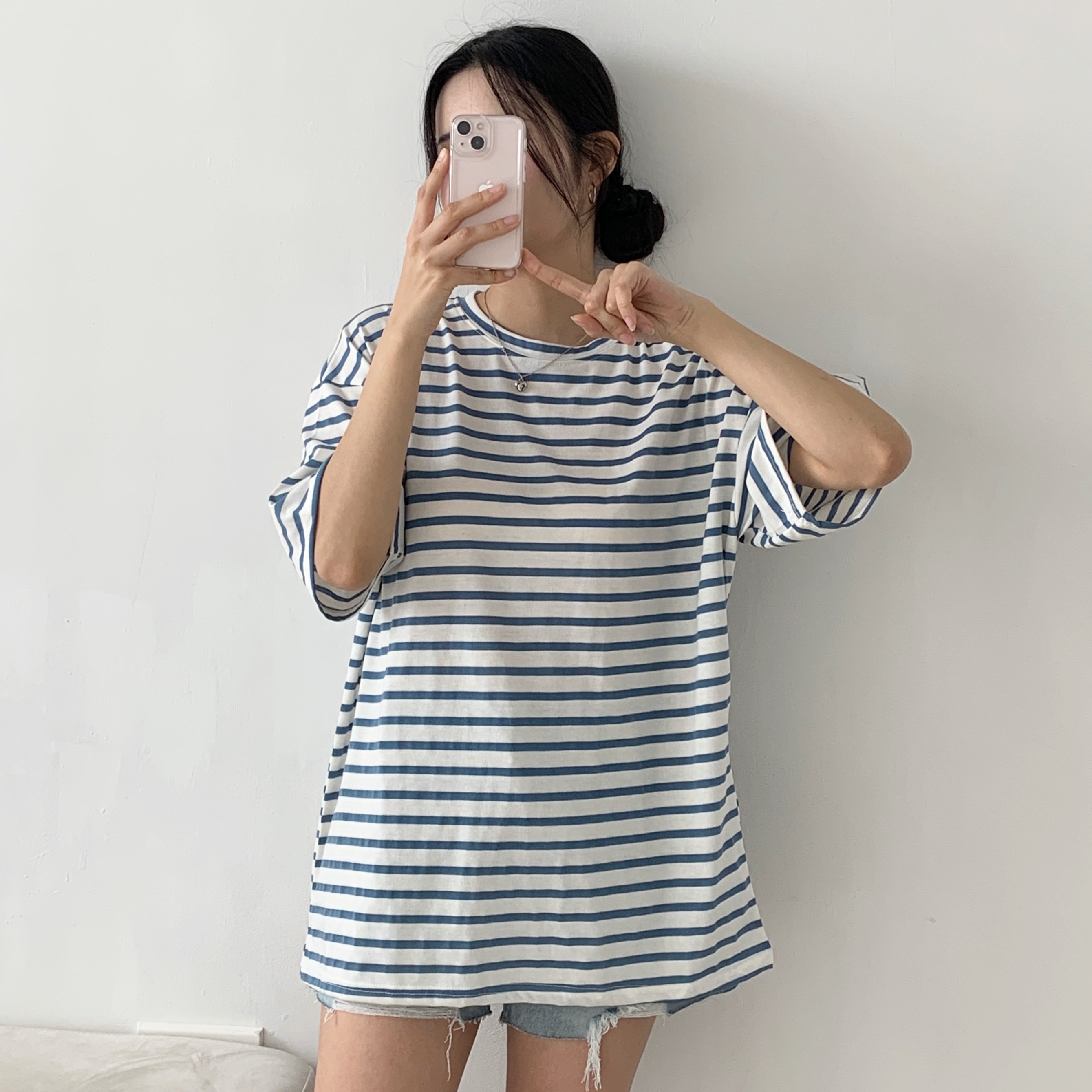 ルーズ半袖ボーダー配色Tシャツ | 詳細画像3