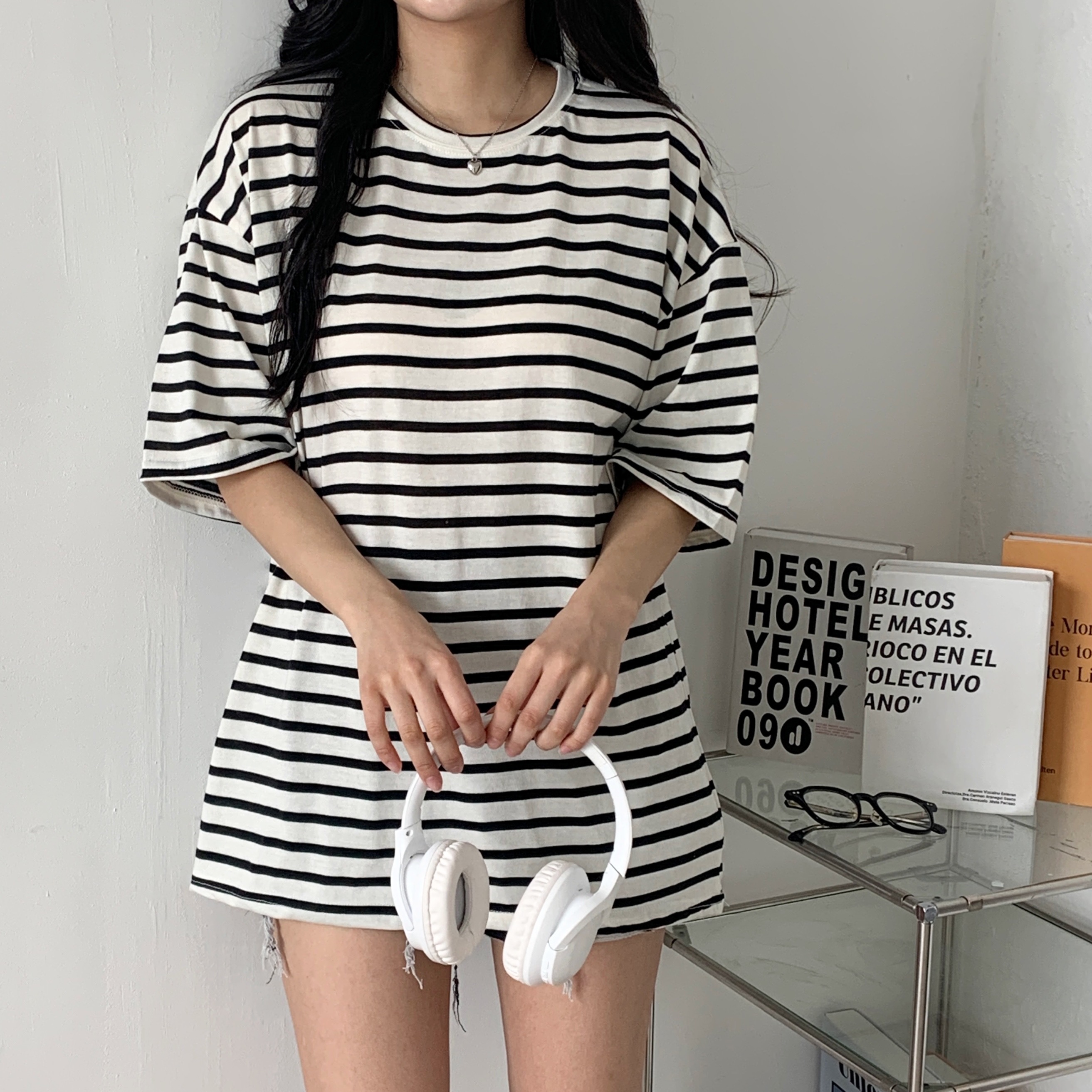 ルーズ半袖ボーダー配色Tシャツ | 詳細画像5