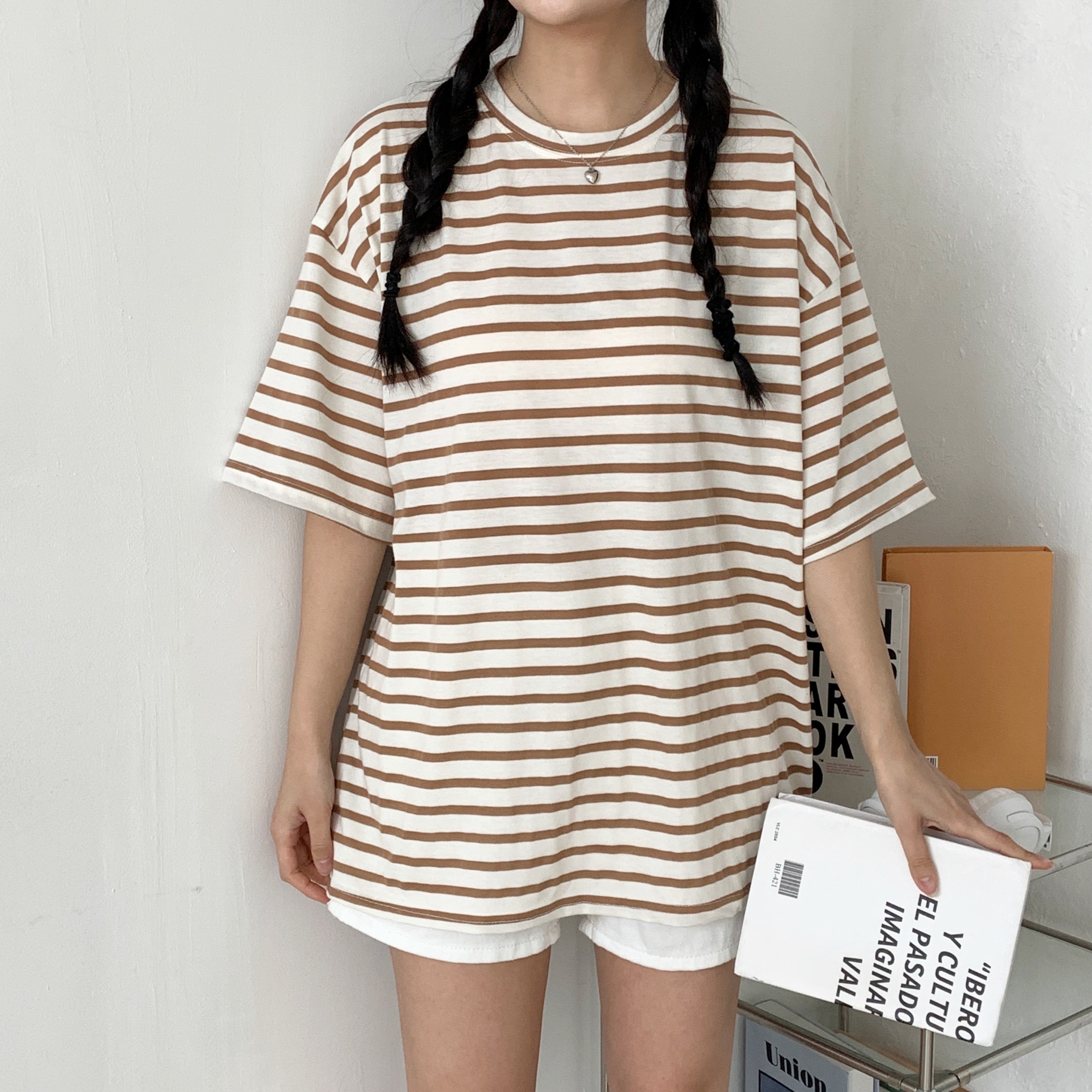 ルーズ半袖ボーダー配色Tシャツ | 詳細画像6