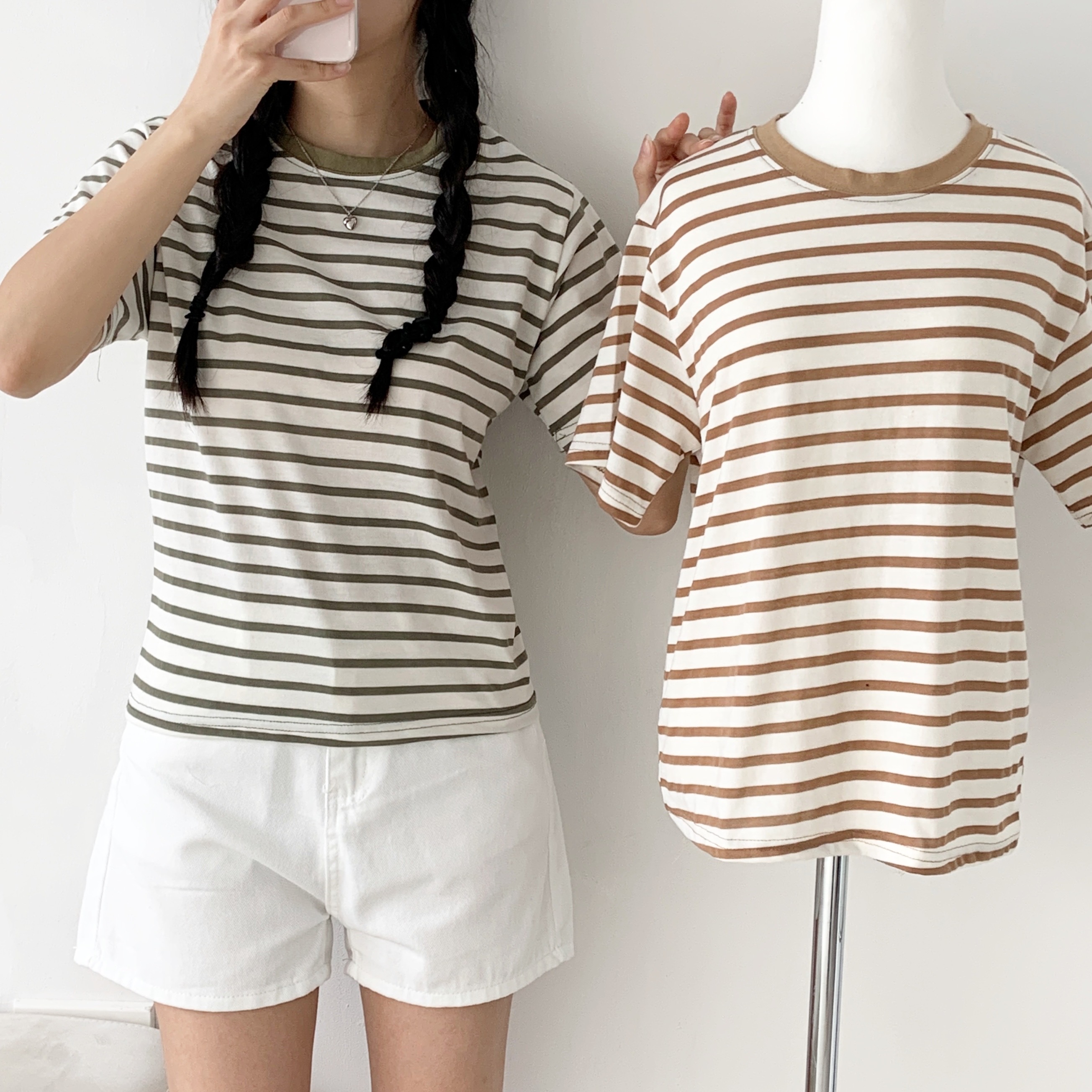 スリム半袖ボーダー配色Tシャツ | 詳細画像2