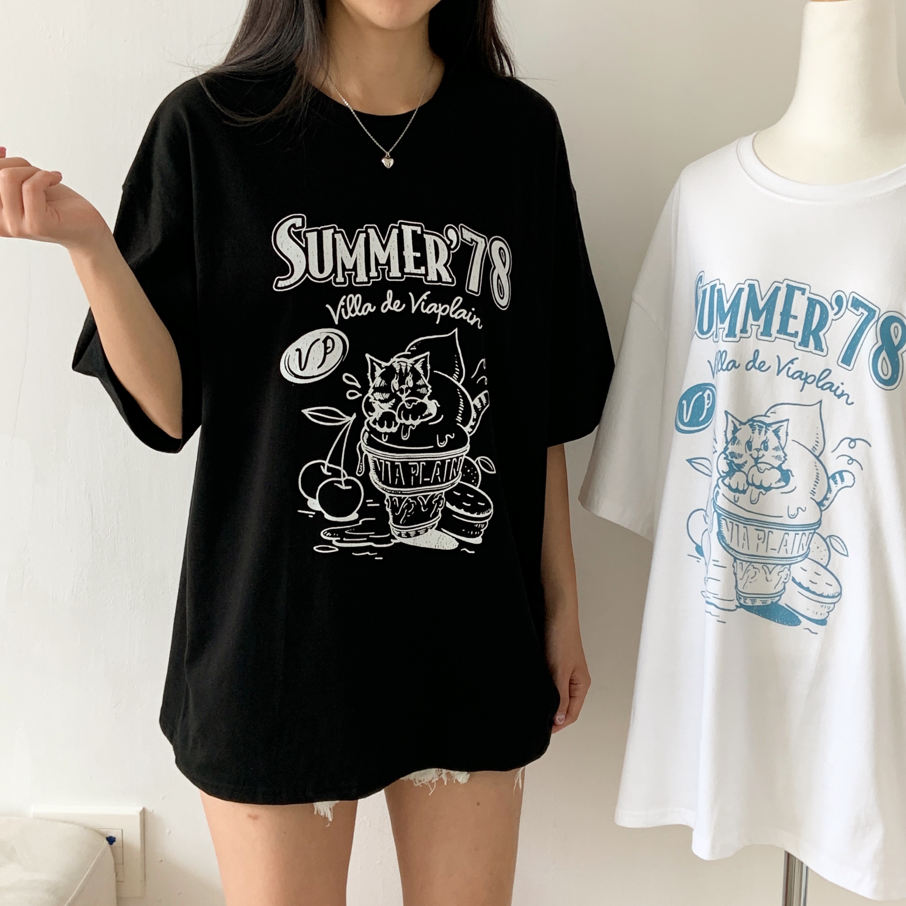 ラウンドネックボクシー半袖両面プリントTシャツ | 詳細画像2