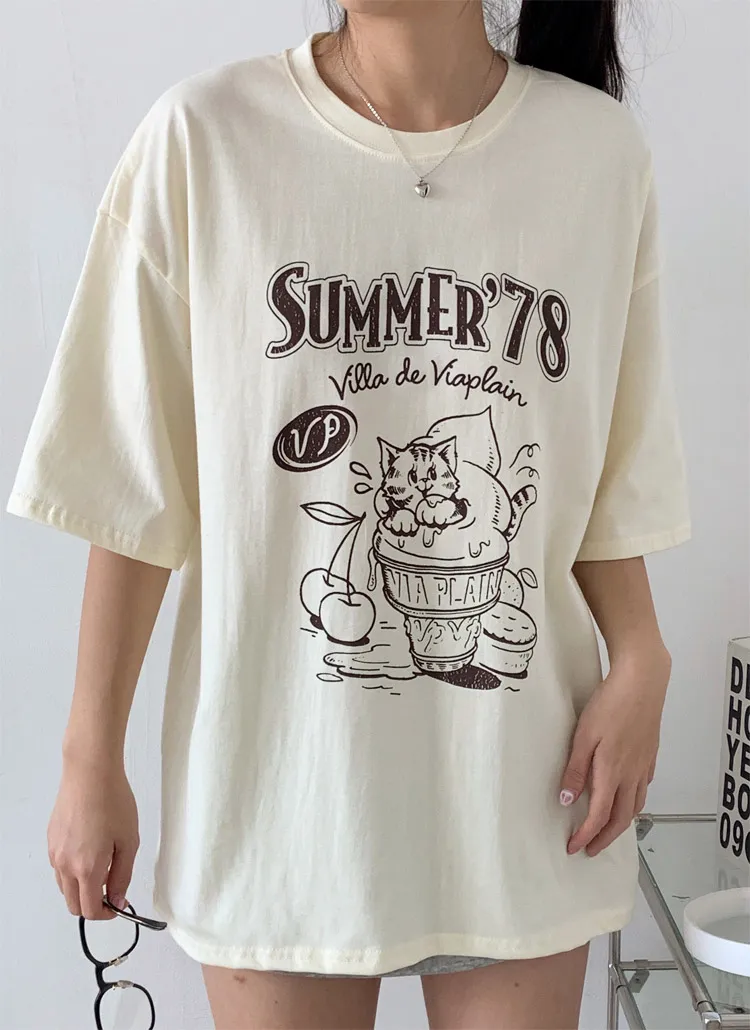 ラウンドネックボクシー半袖両面プリントTシャツ | 詳細画像1