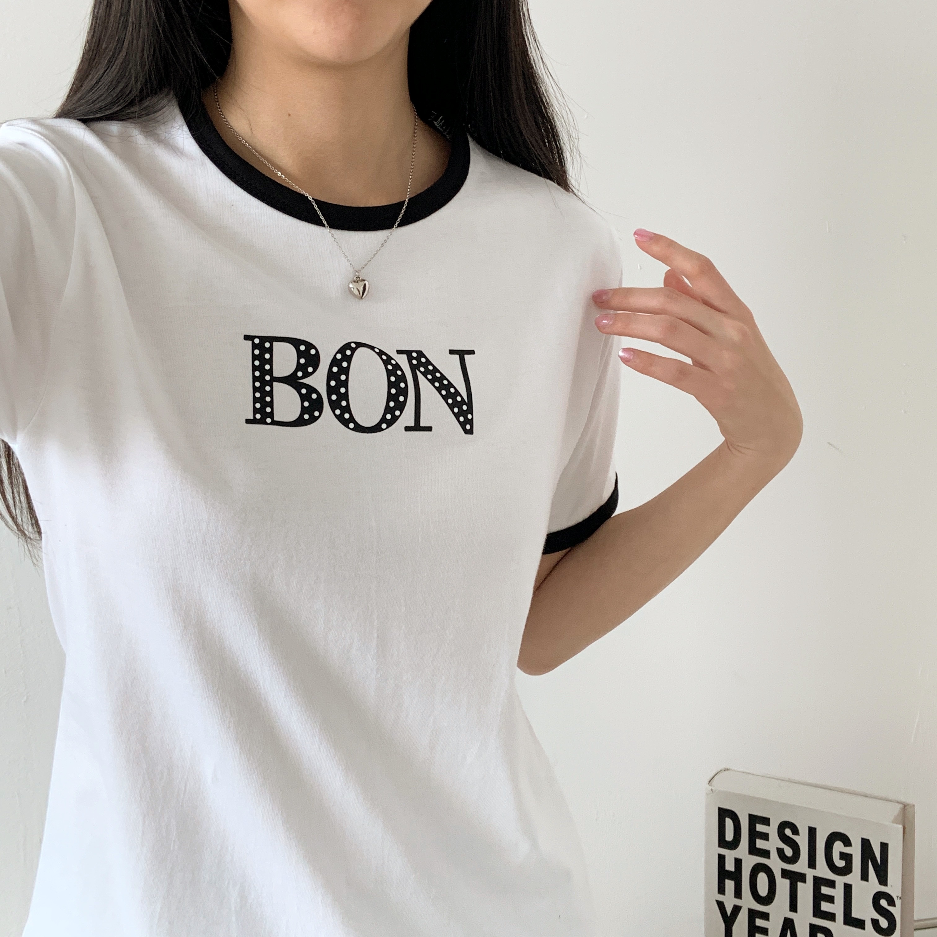 ラウンドネックスリム半袖ロゴ配色Tシャツ | 詳細画像6