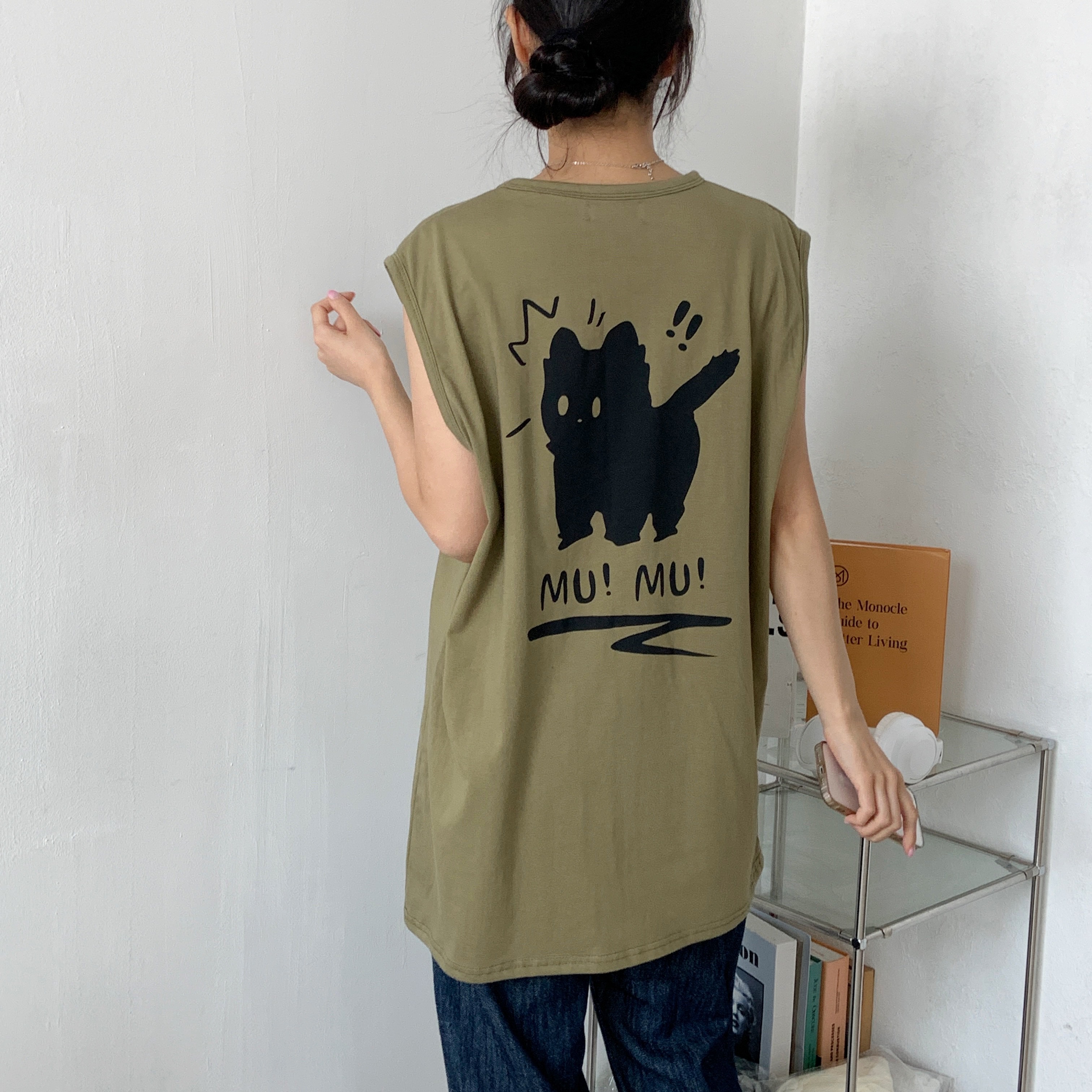 ラウンドネックルーズ両面プリントTシャツノースリーブ | 詳細画像3