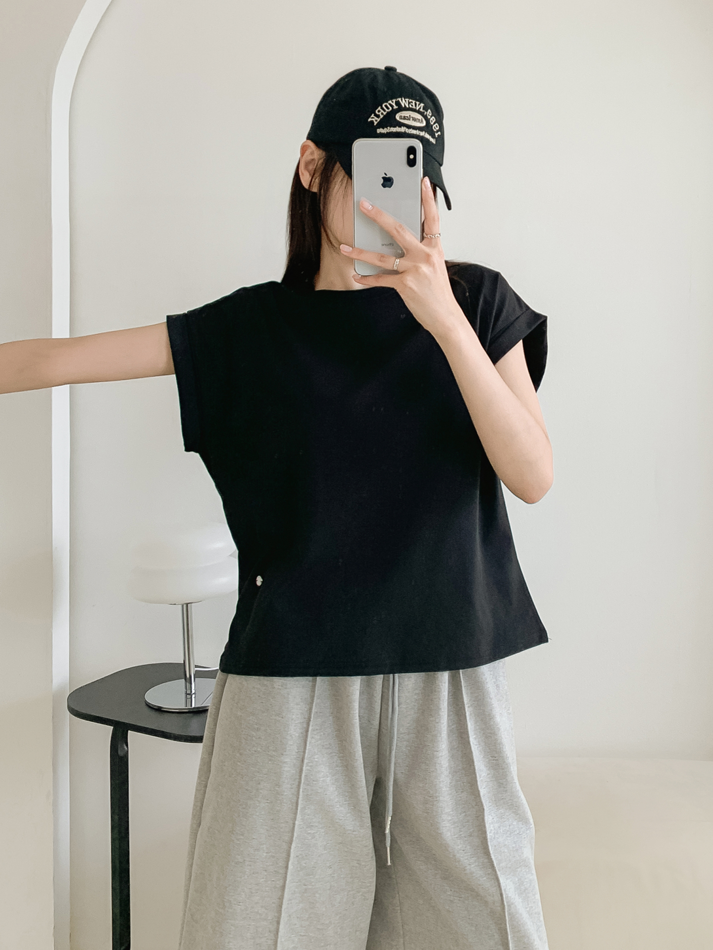 ラウンドネック半袖ロールアップTシャツ | 詳細画像19