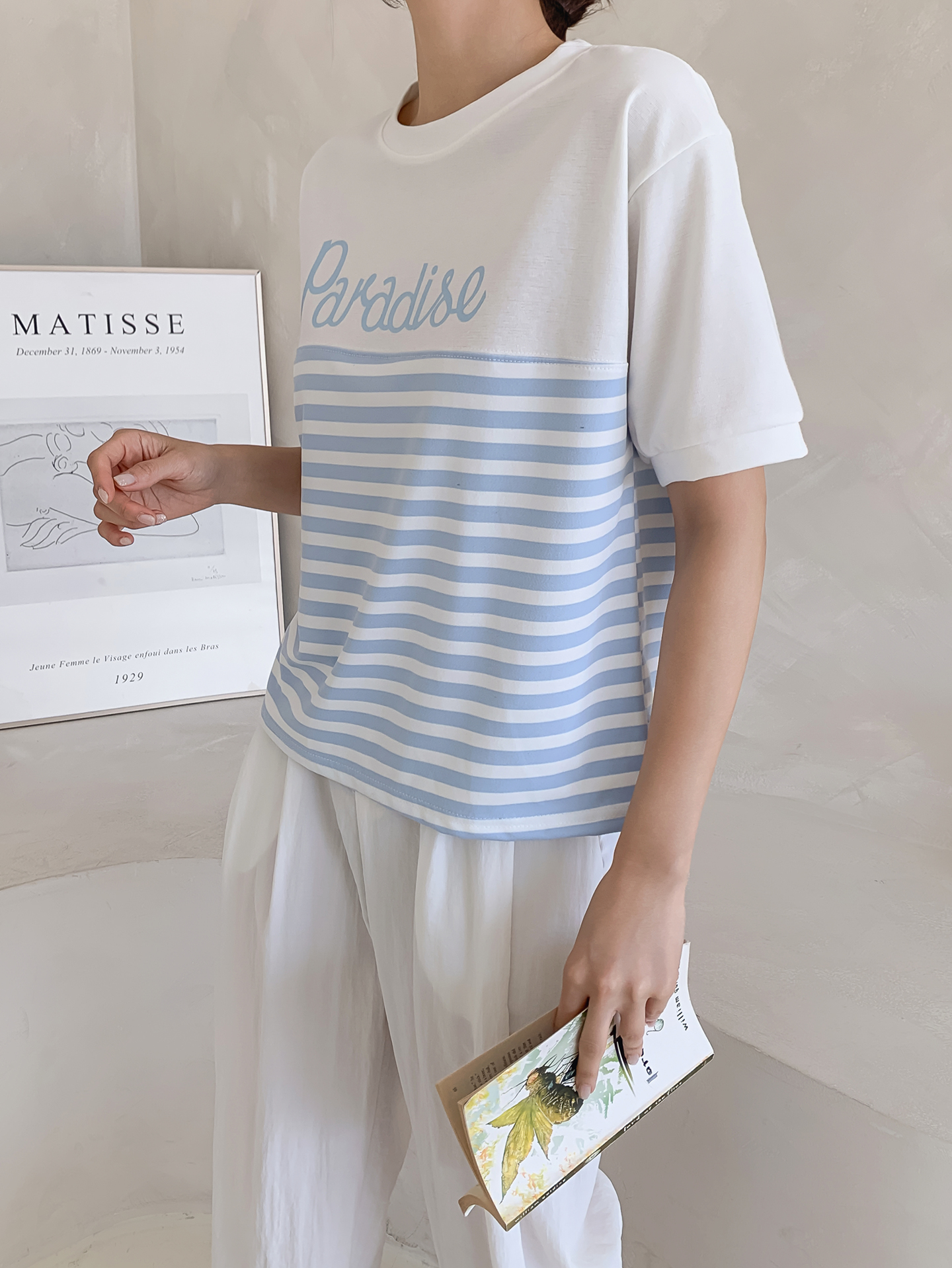ラウンドネック半袖ロゴボーダーTシャツ | 詳細画像2