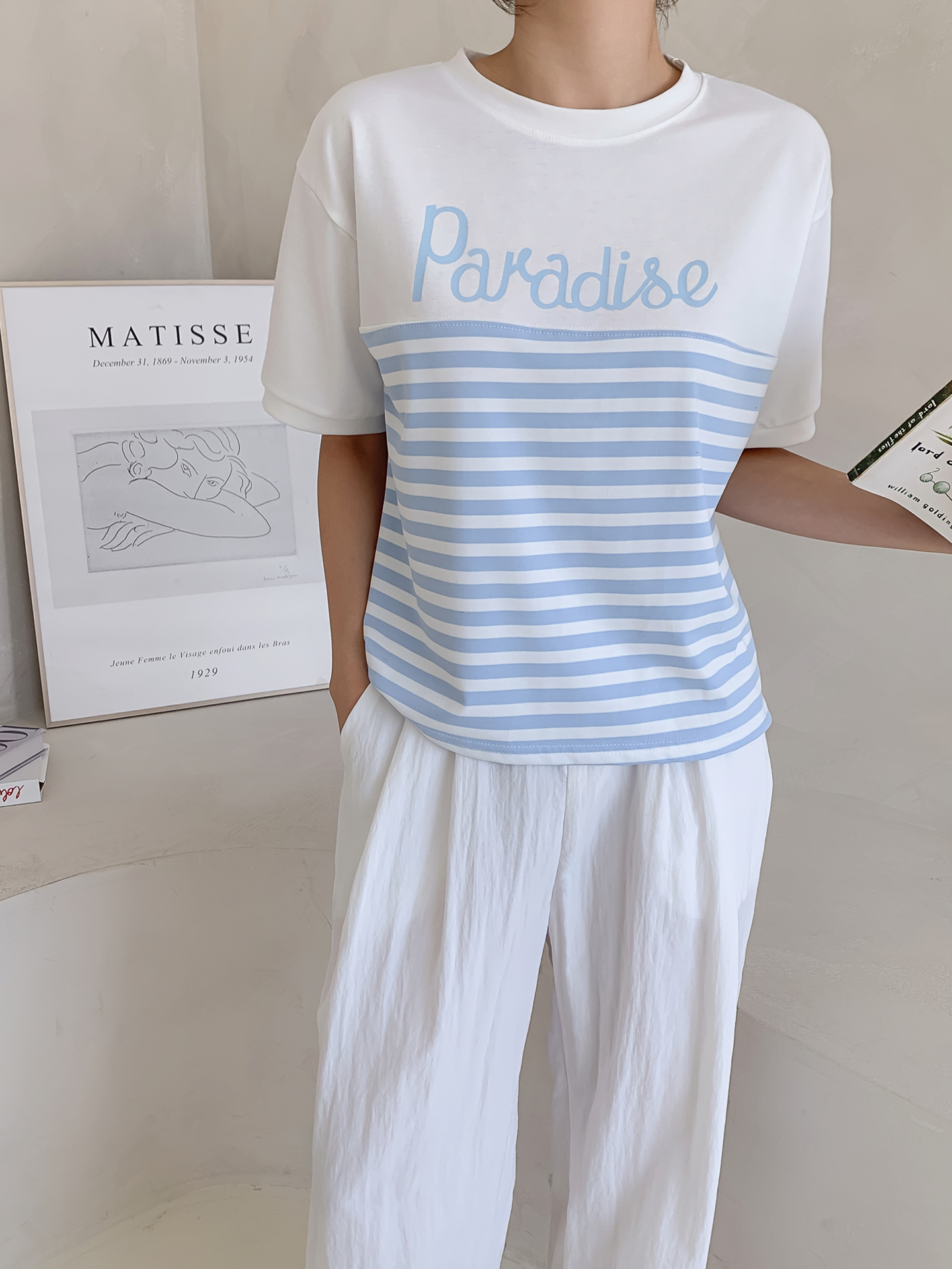 ラウンドネック半袖ロゴボーダーTシャツ | 詳細画像3